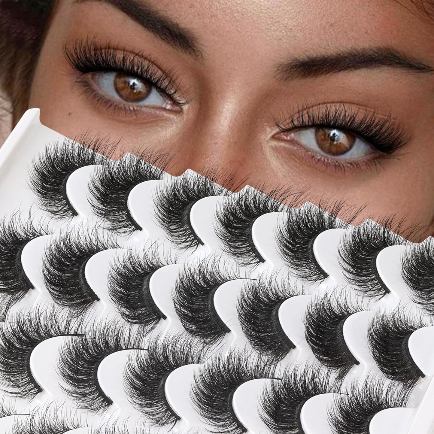 Losha Lashes Fluffy Cat Eye Lashes 14 Pairs 3D False Eyelashes Soft Crossed Eye Lashes Pack Comfortable Fake Eyelashes(614)