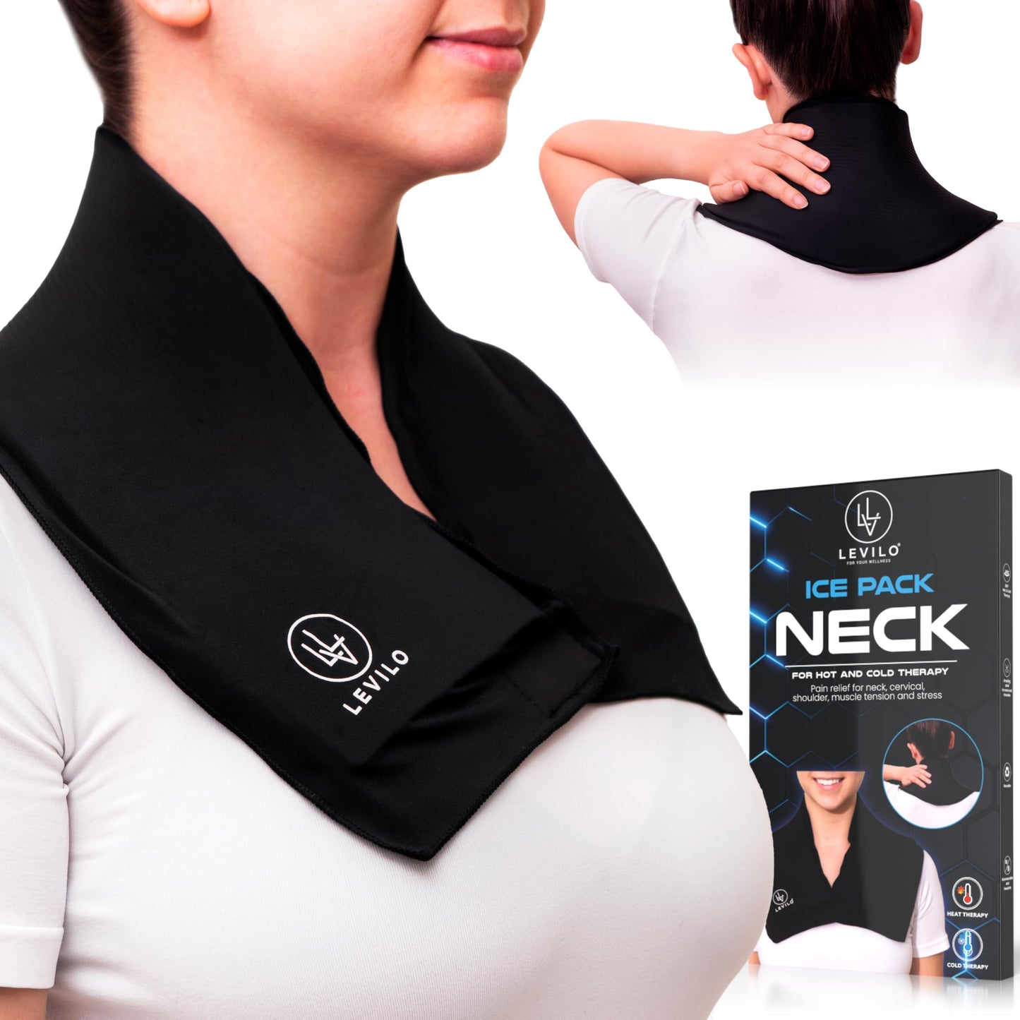 LEVILO Ice Pack for Neck and Shoulders, Reusable Ice Pack for Neck, Hot or Cold Therapy for Cervical, Injuries, Swelling, Inflammation, Surgery Recovery, Sprains, Work Stress