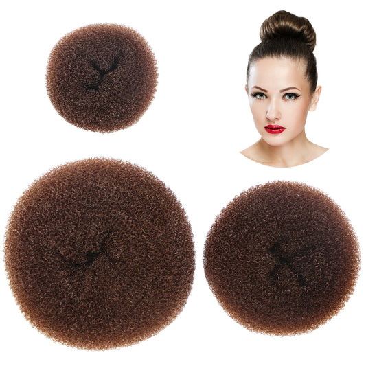 Styla Hair Donut Hair Bun Maker for Kids, Ballet Buns Maker for Kids, Sock Bun Hair Maker, Donut Bun Maker Hair, Easy Bun Hair Bun Maker, Hair Donut Bun Maker (3pc Brown)