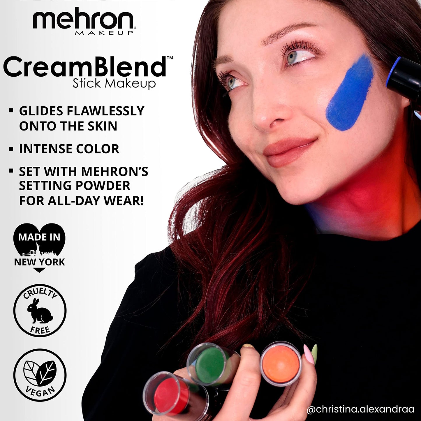 Mehron Makeup CreamBlend Stick | Face Paint, Body Paint, & Foundation Cream Makeup | Perfect for Halloween .75 oz (21 g) (Really Bright Red)