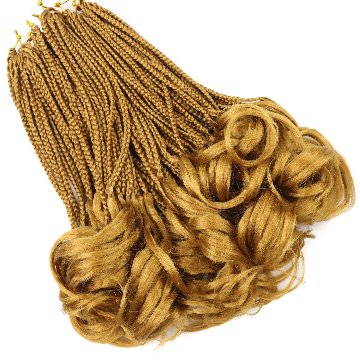 French Curl Braiding Hair Color 27 Goddess Box Braids Crochet Hair Pre Looped Crochet Box Braids 14 Inch French Curl Crochet Braids with Curly Ends Wavy Curly Braiding Hair Extensions (7 Packs)