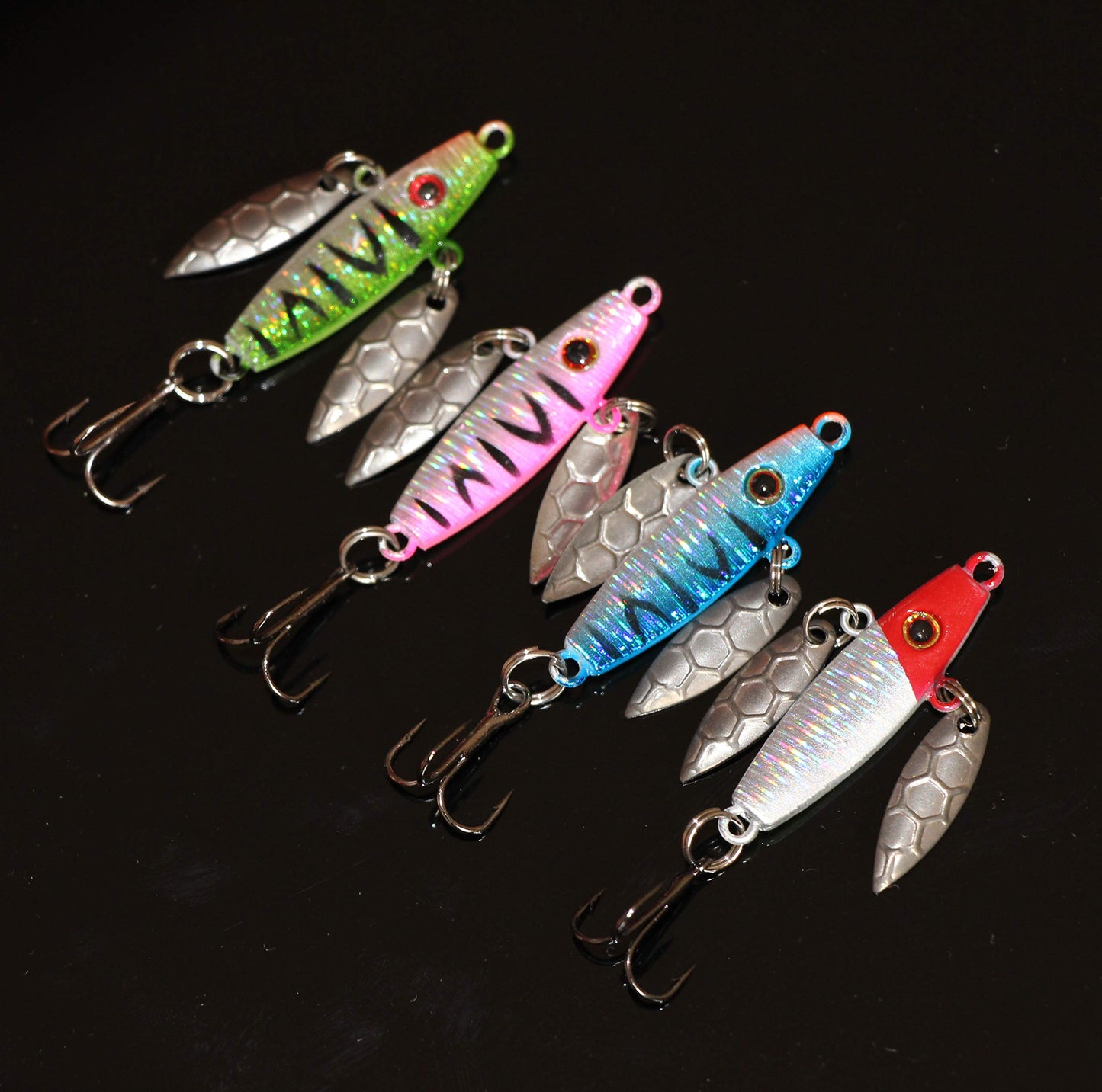 Ice Fishing Jigs with Treble Hooks Lead Jig Hooks Winter Metal Lures