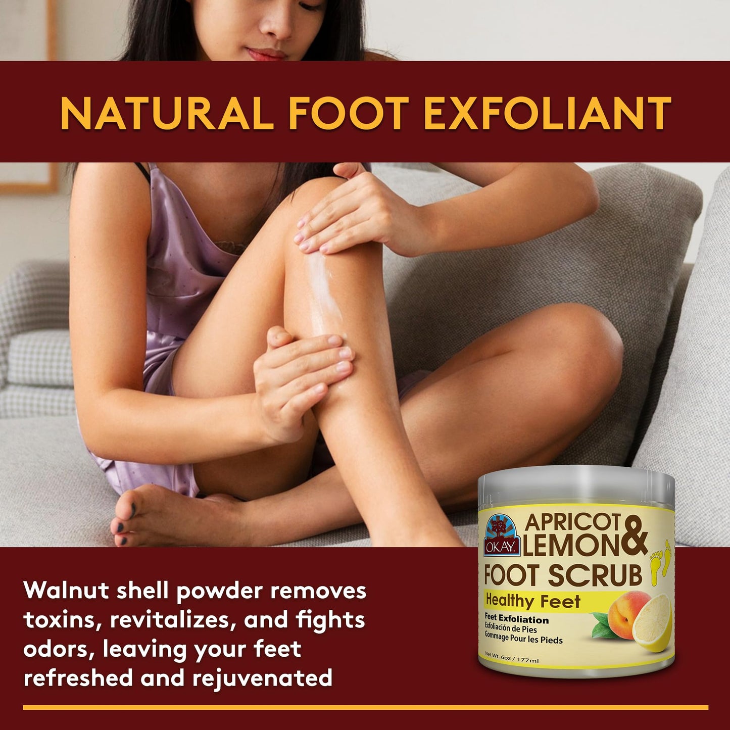 OKAY Apricot and Lemon Foot Scrub 6oz / 177ml