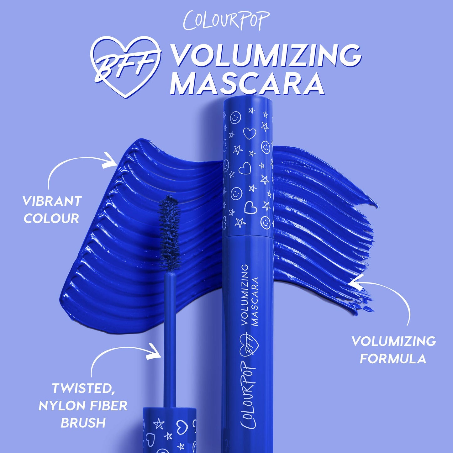 ColourPop BFF Mascara - Volumizing, Lifting & Lengthening Mascara - Buildable Black Mascara with a Twisted, Nylon Fiber Brush - Cruelty Free Eye Makeup - Pink Inc (.24 fl oz)