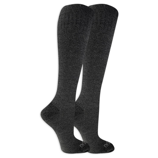 Dr. Scholl's Women's Graduated Compression Marled Pattern Knee High Socks 2 Pair Pack, Black, Fits Women's shoe size 4-10