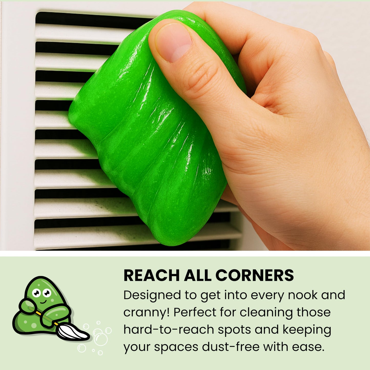 Slime Buddies Car Cleaning Gel Putty - Apple Scented Interior Detailing Tool for Cup Holders, Air Vents & Keyboard - Reusable Auto Detailing Accessories - Dust Remover Goop - Gifts for Men Women