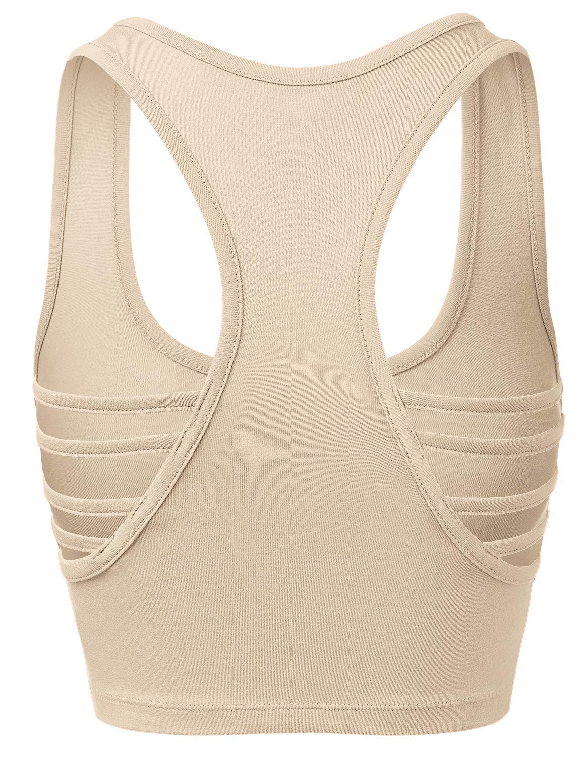 HATOPANTS Sleeveless Racerback Crop Tank Top Camisole Backless Scoop Neck Shirts Taupe S
