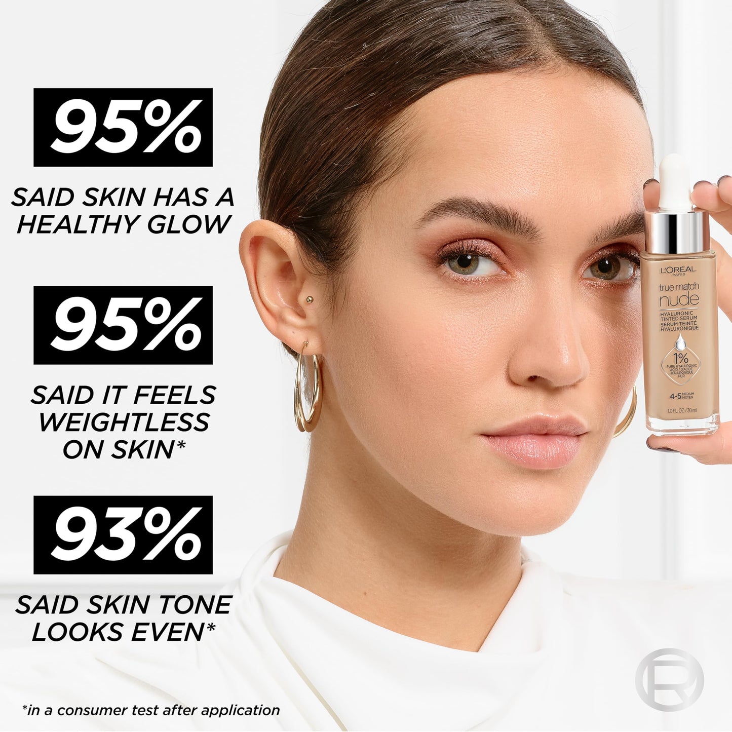 L'Oreal Paris True Match Nude Hyaluronic Tinted Serum Foundation with 1% Hyaluronic acid, Medium Tan 5-6, 1 fl. oz.