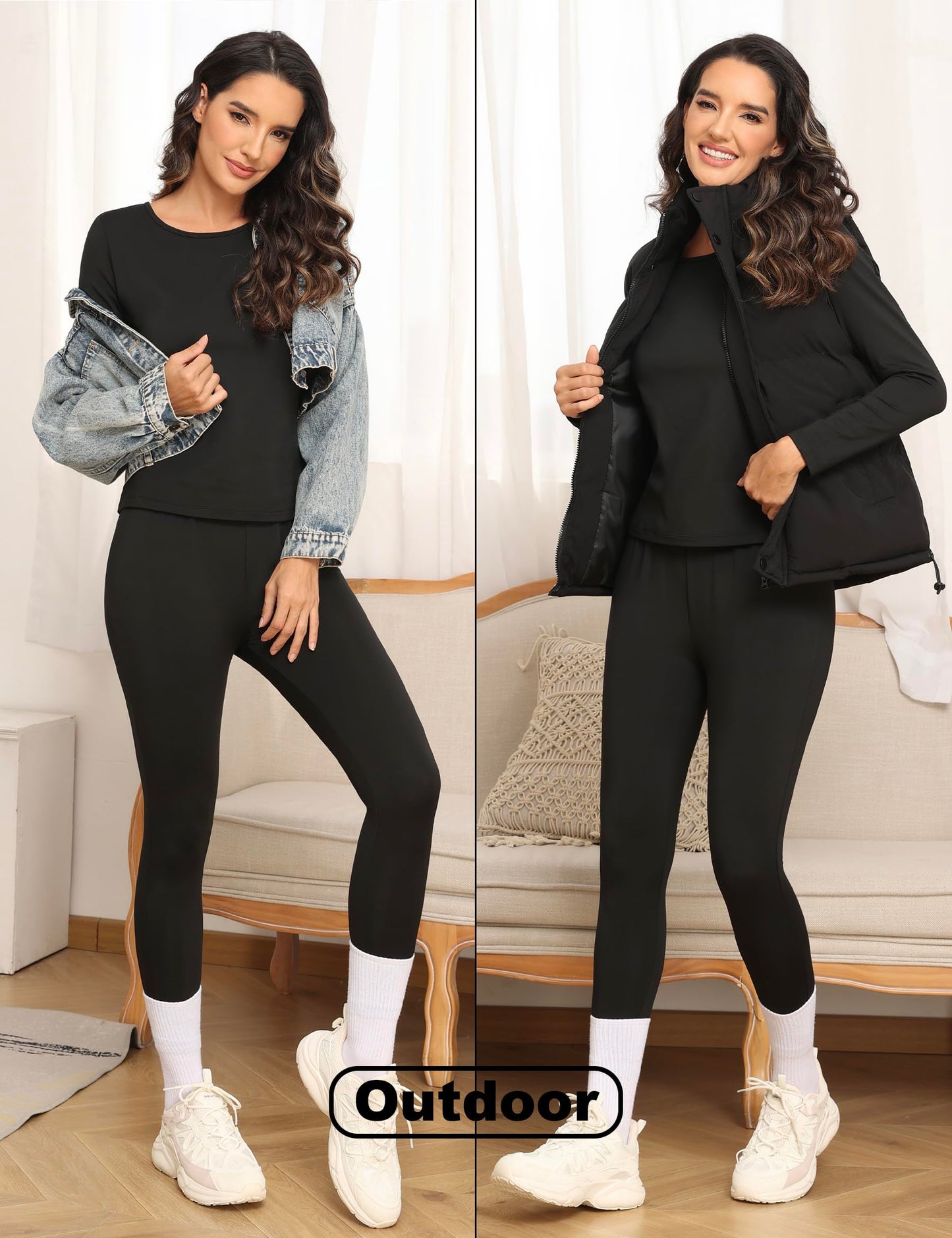 Winvote Thermal Underwear for Women Set Long Johns Fleece Lined Soft Cold Weather Warm Base Layer Winter Pajamas Top Bottom Grey L