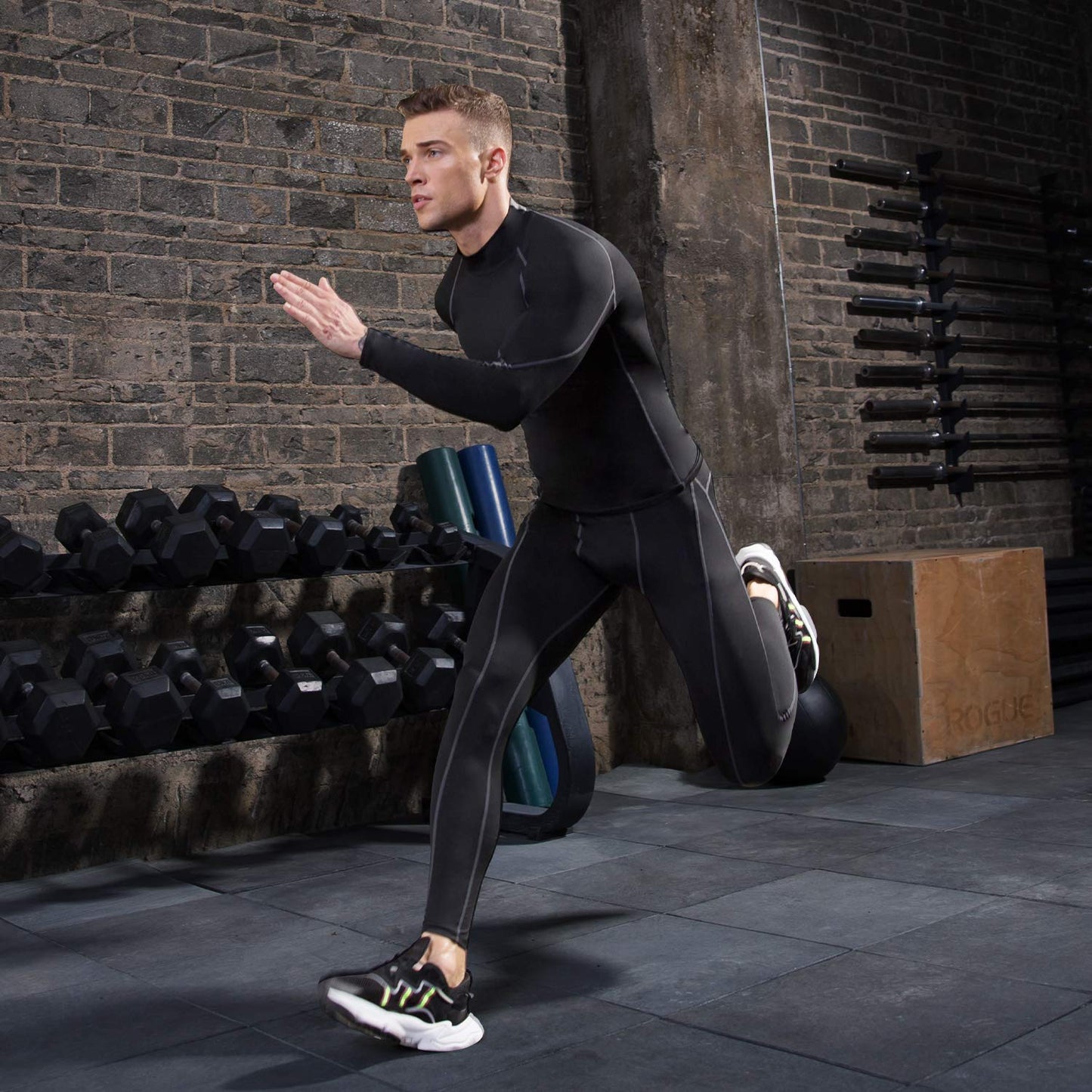 CARGFM Men's Mock Compression Shirt UPF 50+ Long Sleeve Turtleneck Undershirts Baselayer Athletic Running T-Shirts Top