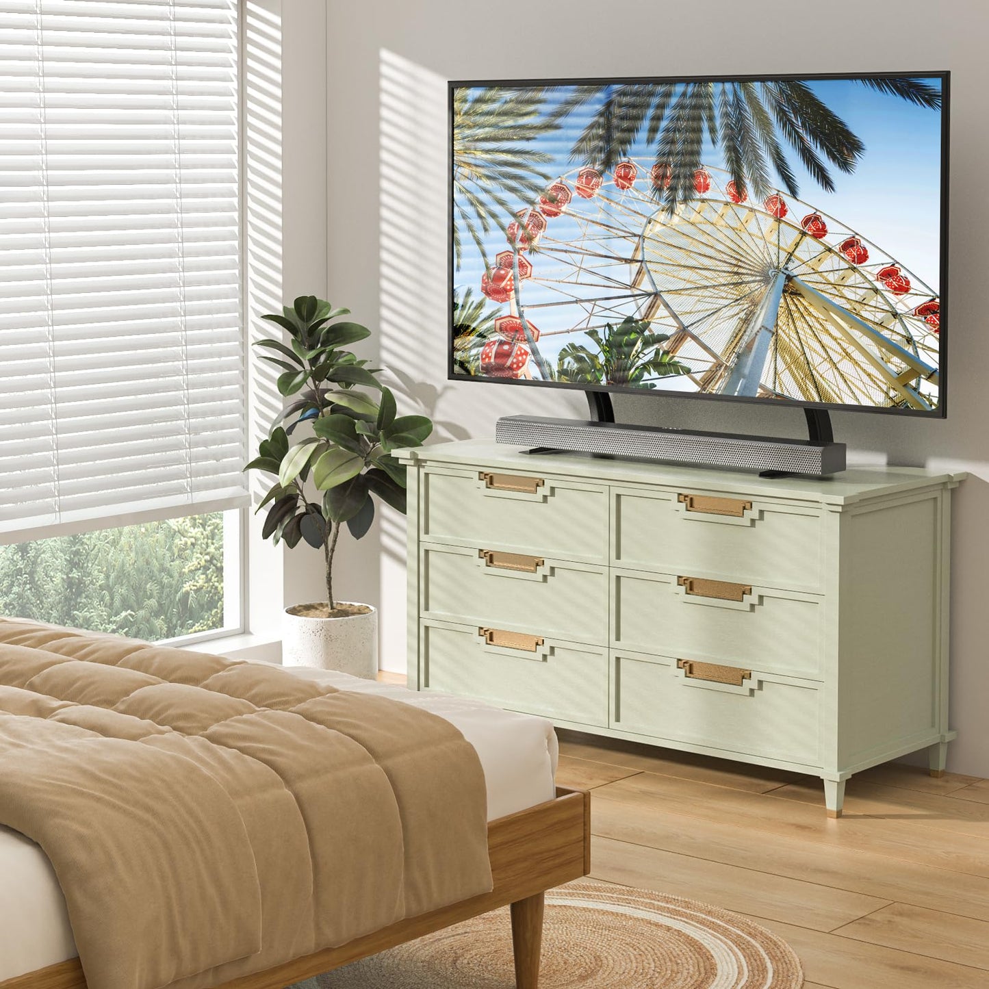 Rfiver Universal Table Top TV Stand Base TV Legs with Height Adjustment fits Most 32-55 Inch LCD LED Flat Screen TVs, Max VESA 800x400 mm, TV Feet Mount Holds up to 88 lbs, Black