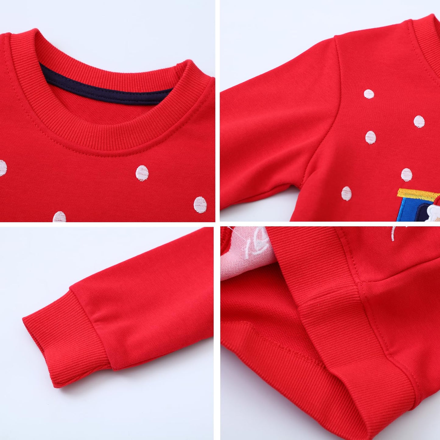 Toddler Boy Girls Christmas Sweatshirt Long Sleeve Baby Kids Applique Santa Claus Sweaters Xmas Winter Clothes 2-7T Red