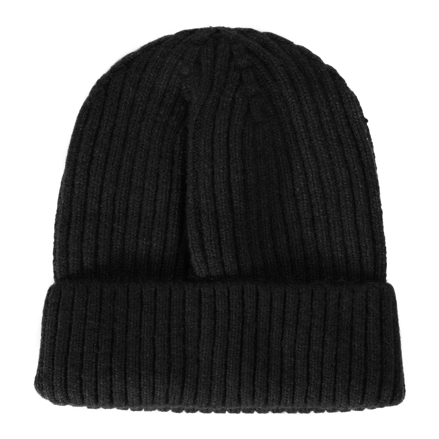 ZLYC Winter Slouchy Beanie Hat Warm Ribbed Knit Stretch Skull Cap for Women Men (Solid Black)