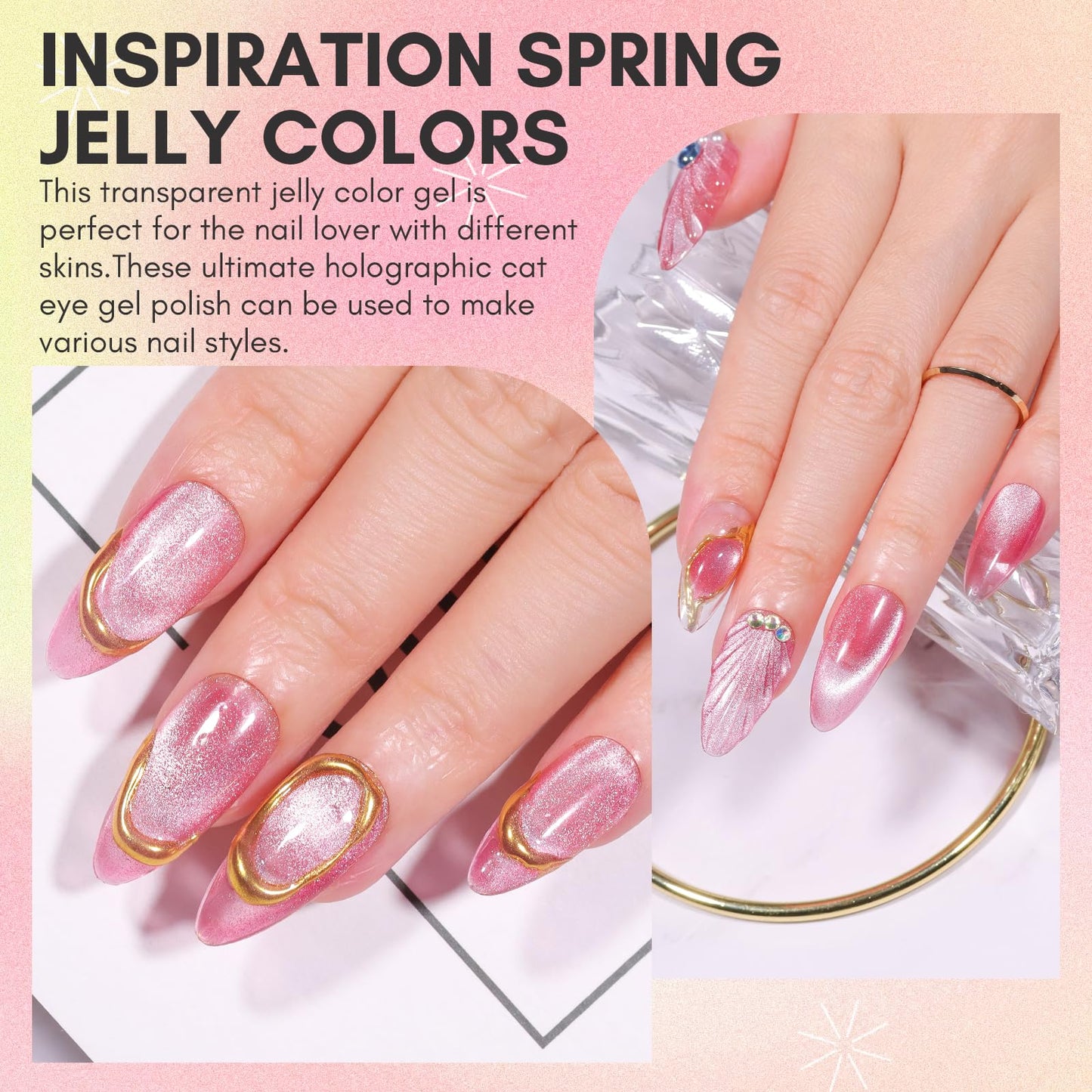 Makartt Gel Nail Polish, Cat Eye Glitter Gel Polish Summer Gel Polish with Magnet Stick Soak Off UV/LED Manicure Nail Art Designs-Sugarplum Serenade