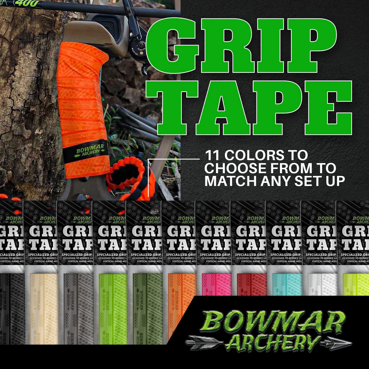 Bowmar Archery Grip Tape, Designed for Archers, Self-Adhering, Effective in Dry or Wet Conditions, Comfortable, Tacky, Easy to Install (Grey)