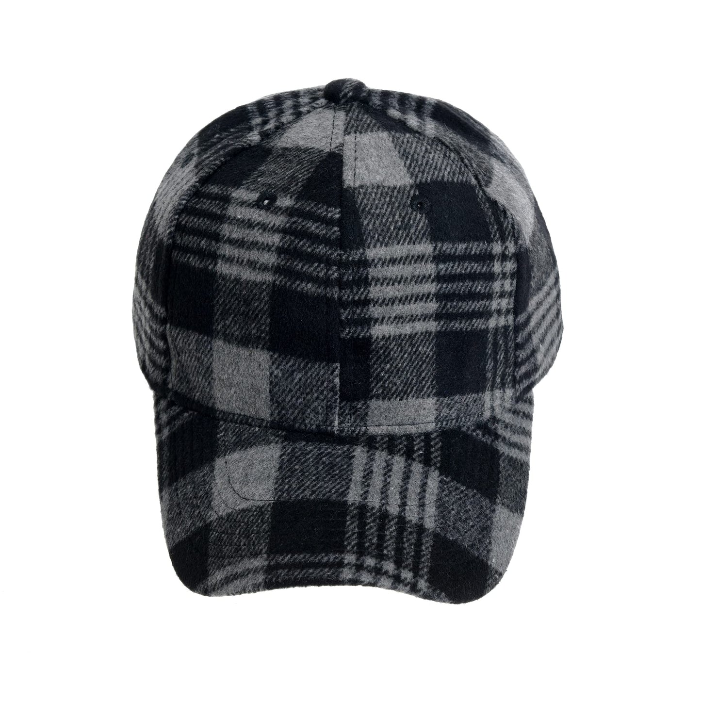 WITHMOONS Plaid Checked Baseball Cap Winter Soft Outdoor Dad Hat YZ10098 (Black)