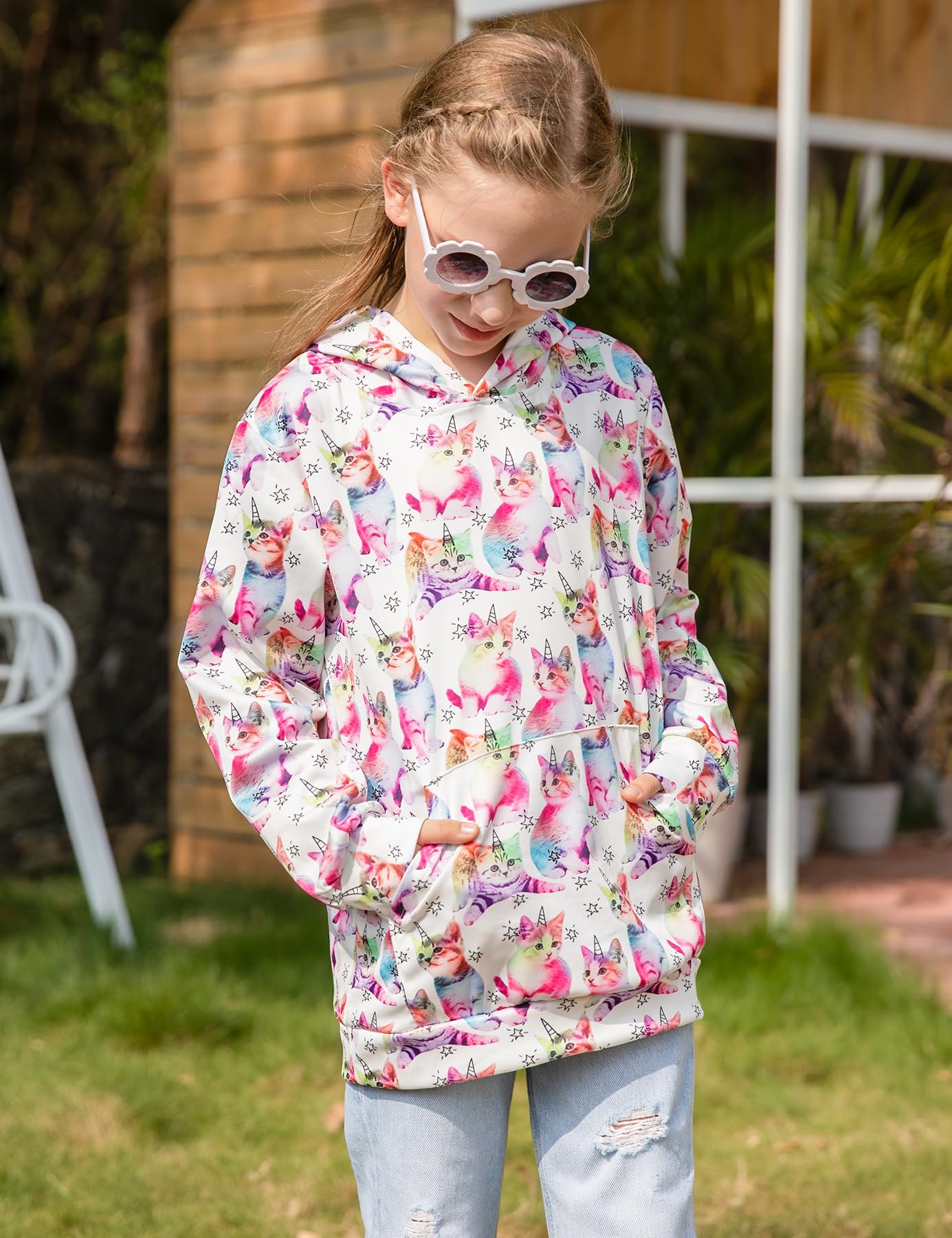 BFUSTYLE Kids Hoodies 4-6 Years Winter Clothes Cat Girls Sweatshirt Long Sleeve Little Girl Animal Pullover Hoody Size 6