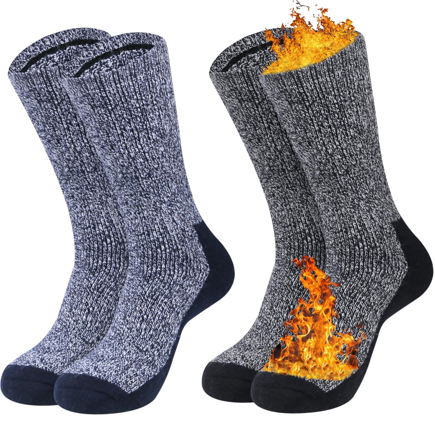 Loritta 2 Pack Merino Mens Wool Socks, Winter Warm Thermal Socks for Men Cold Weather