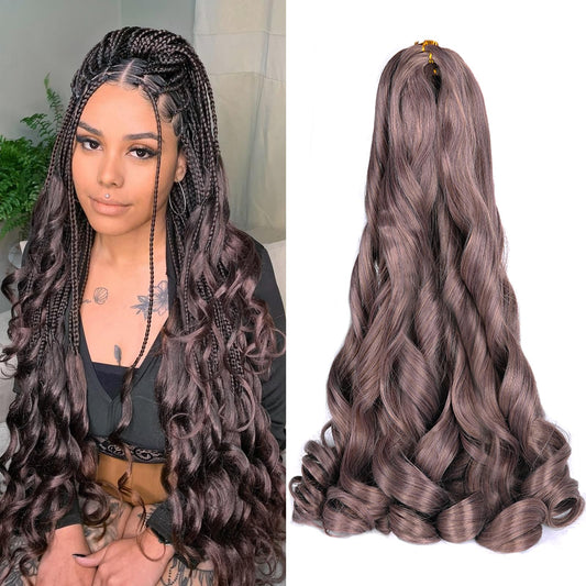French Curly Braiding Hair,#BT01 Spanish Curly Braiding Hair for Box Braids 8 Packs Bouncy French Curl Braiding Hair 24 inch Pre Stretched Synthetic Hair Extensions(Pack of 8,#BT01)