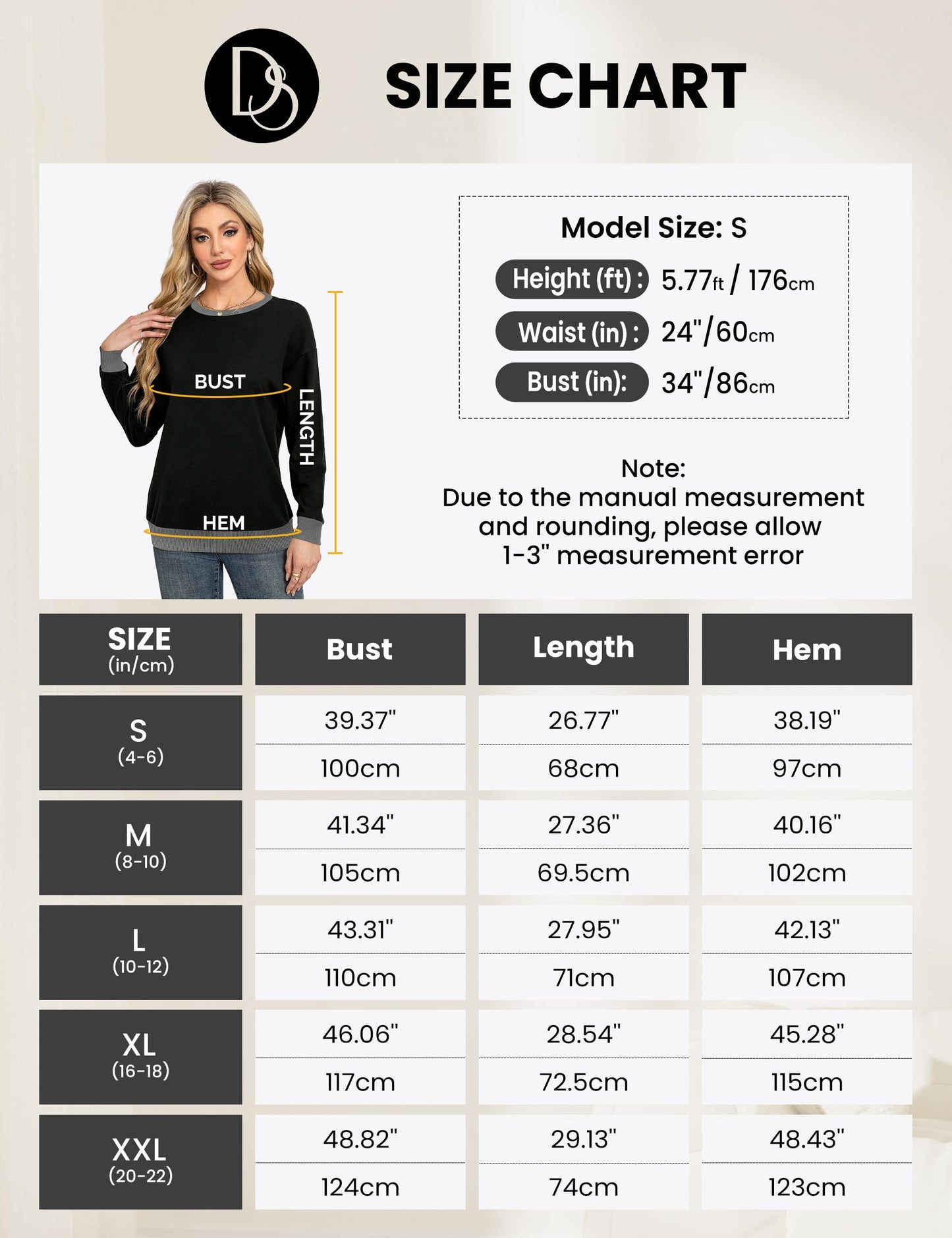 Desol Women's Sweaters Loose Fit Crew Neck Sweatshirts Warm Winter Outfits 2024 Black XXL