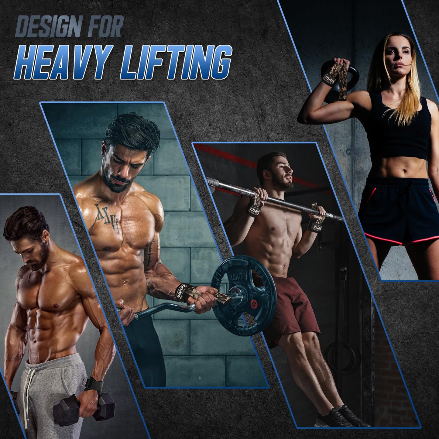 COFIT Workout Lifting Straps, Heavy Duty Weightlifting Wrist Straps with Extensive Cotton Padding Area, Enhanced Grip for Deadlifts, Powerlifting, Pull-Ups, Strength Training - Camouflage Green