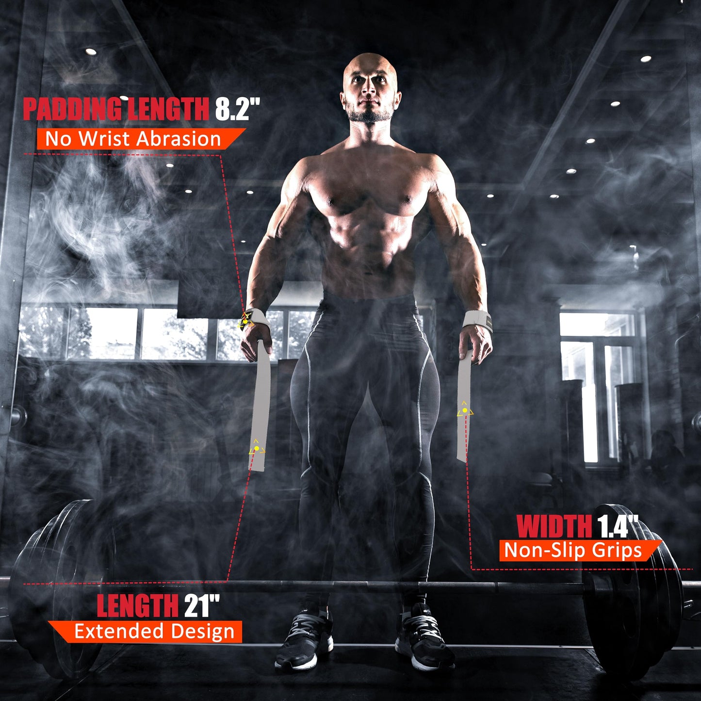 ihuan Lifting Straps for Weightlifting - Wrist Straps for Weightlifting | Gym Wrist Wraps with Extra Hand Grips Support for Strength Training | Bodybuilding | Deadlifting