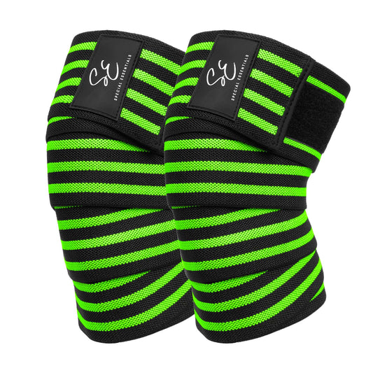 Special Essentials Knee Wraps for Weightlifting with Strap (2 Pack) - 72 Inches Flexible Support for Men & Women, for Powerlifting, Squats, Leg Press, and Cross Training