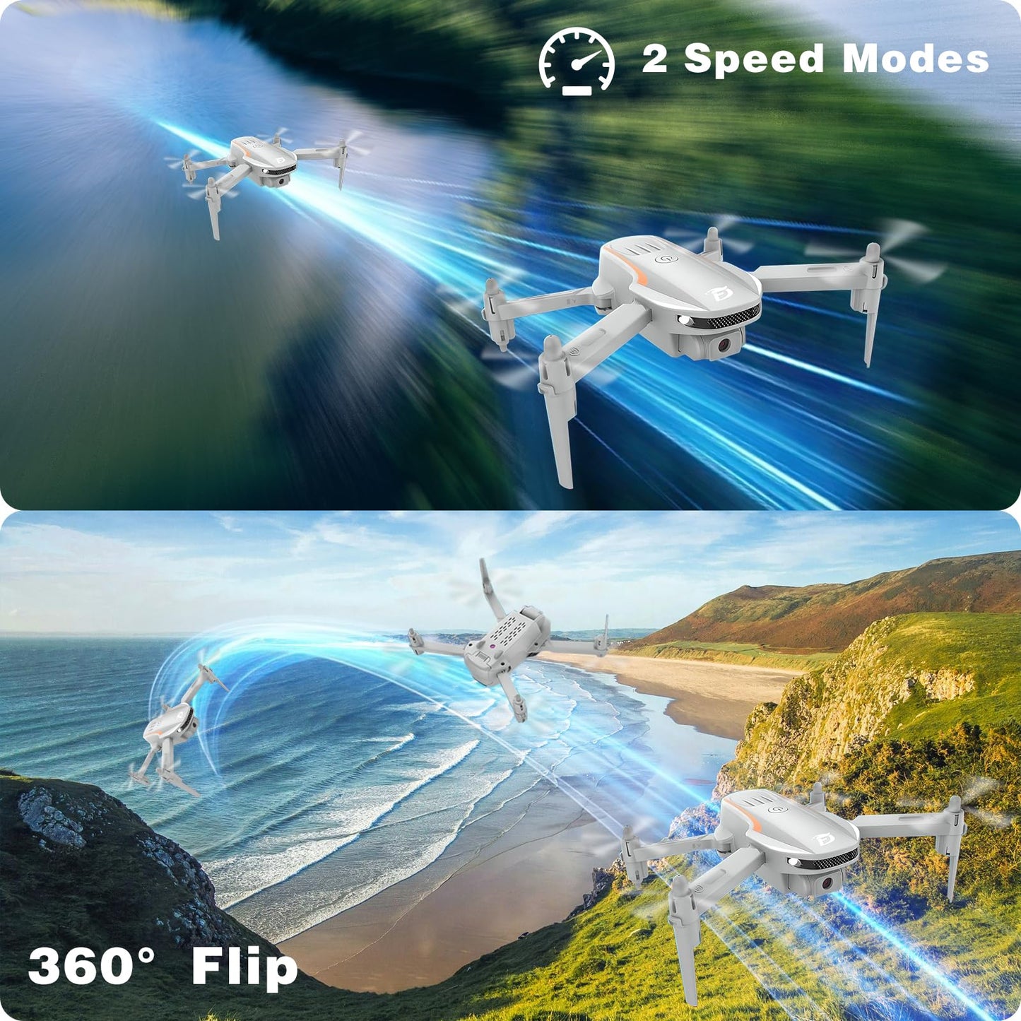 KGF Mini Drone with Camera,1080P HD FPV Foldable Drones for Kids,Adults,Gesture Control, Stable Altitude Hold, One Key Take Off/Land, 3D Flips, Waypoints Fly, Gravity Control, Kids Drone,2 Batteries