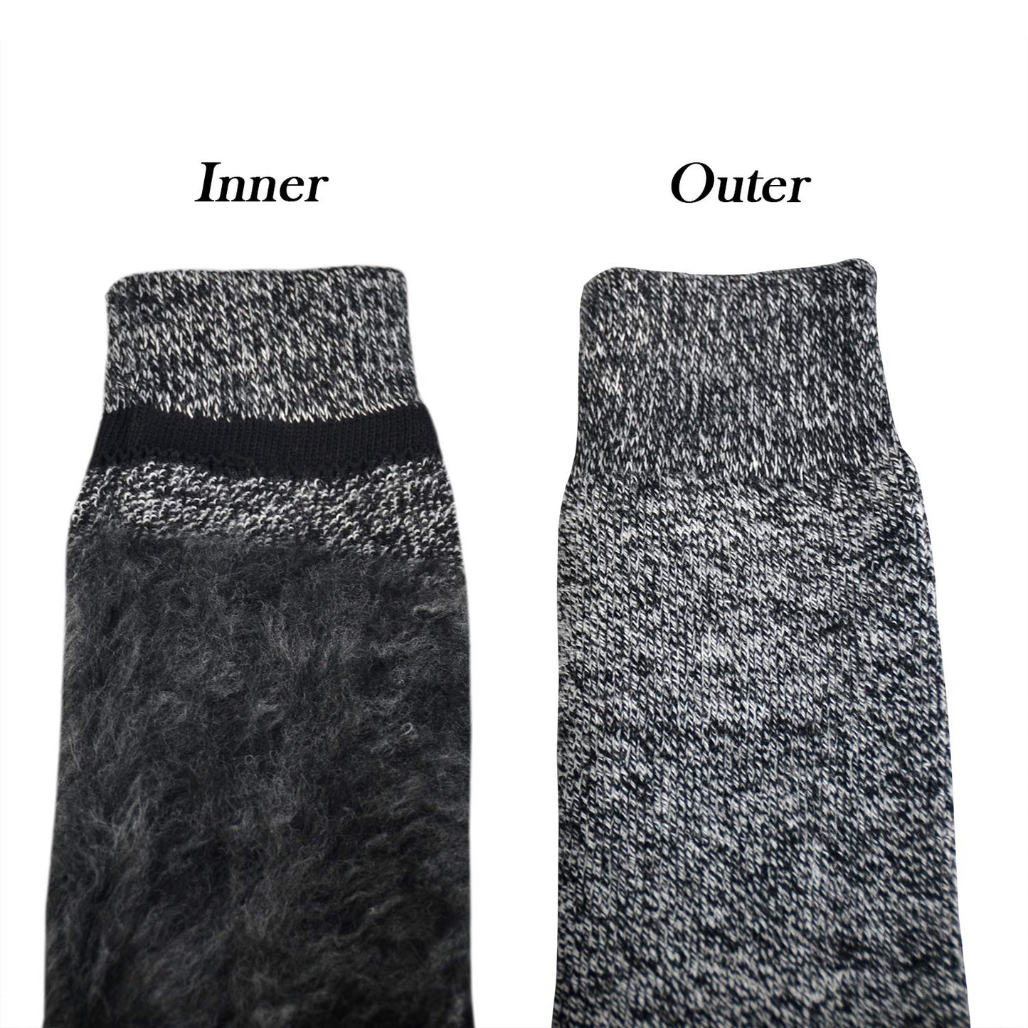 JORMATT 2 Pairs Mens Thick Thermal Socks Soft Insulated Heated Boot Warm Fleece Boot Socks Winter Cold Weather,Men Shoes Size 9-12