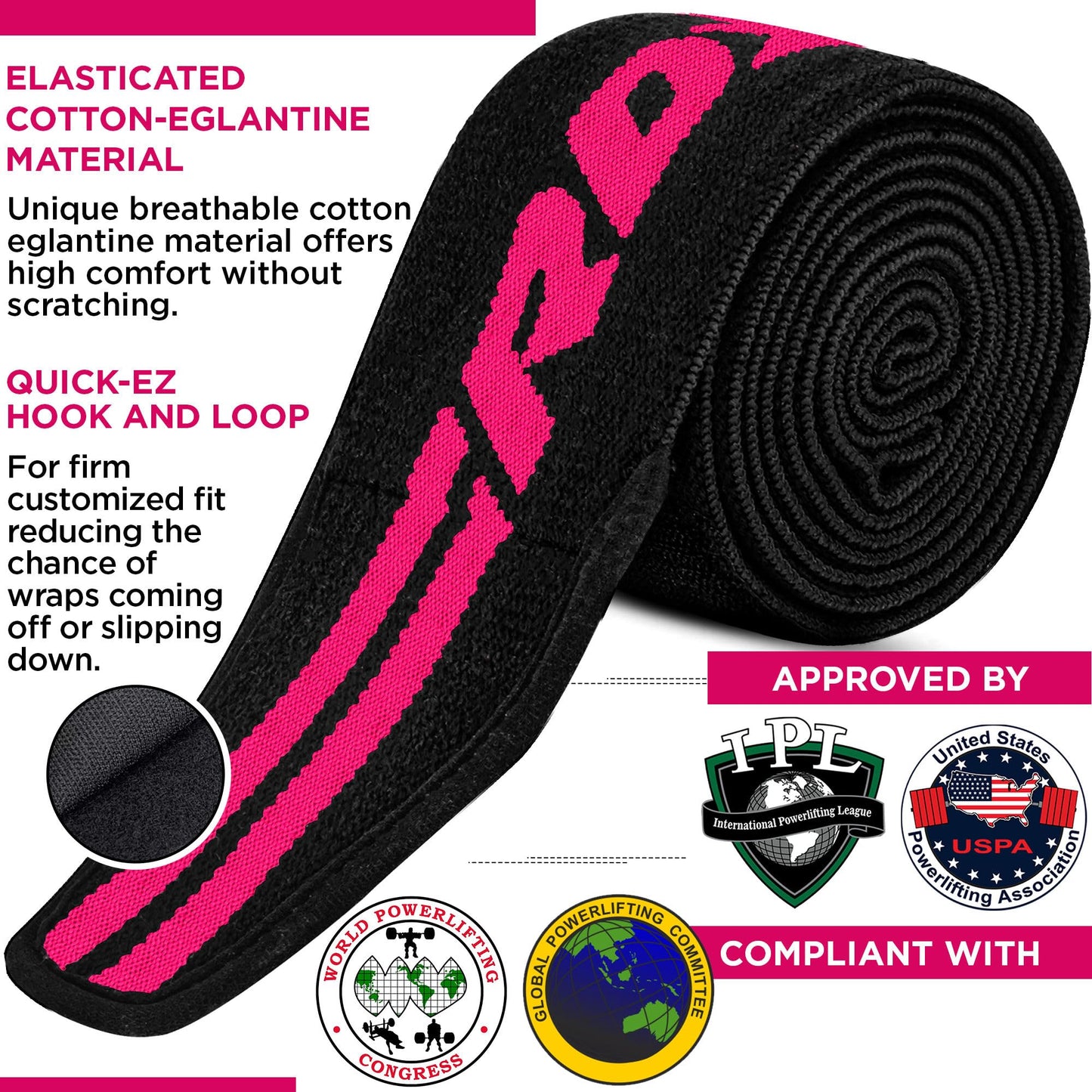 RDX Knee Wraps for Weightlifting, 78” Elasticated Straps Power Lifting Leg Press Support Gym Fitness Squats Workout Men Women