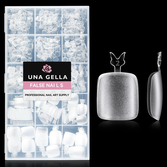 UNA GELLA Toe Nail Tips 504Pcs - Full Cover Matte Squavol Toe Nails Soft Gel Pre-file Gel Toe Nail x Tips For Toe Nail Extensions Home DIY Nail Salon Soak Off 15 Sizes