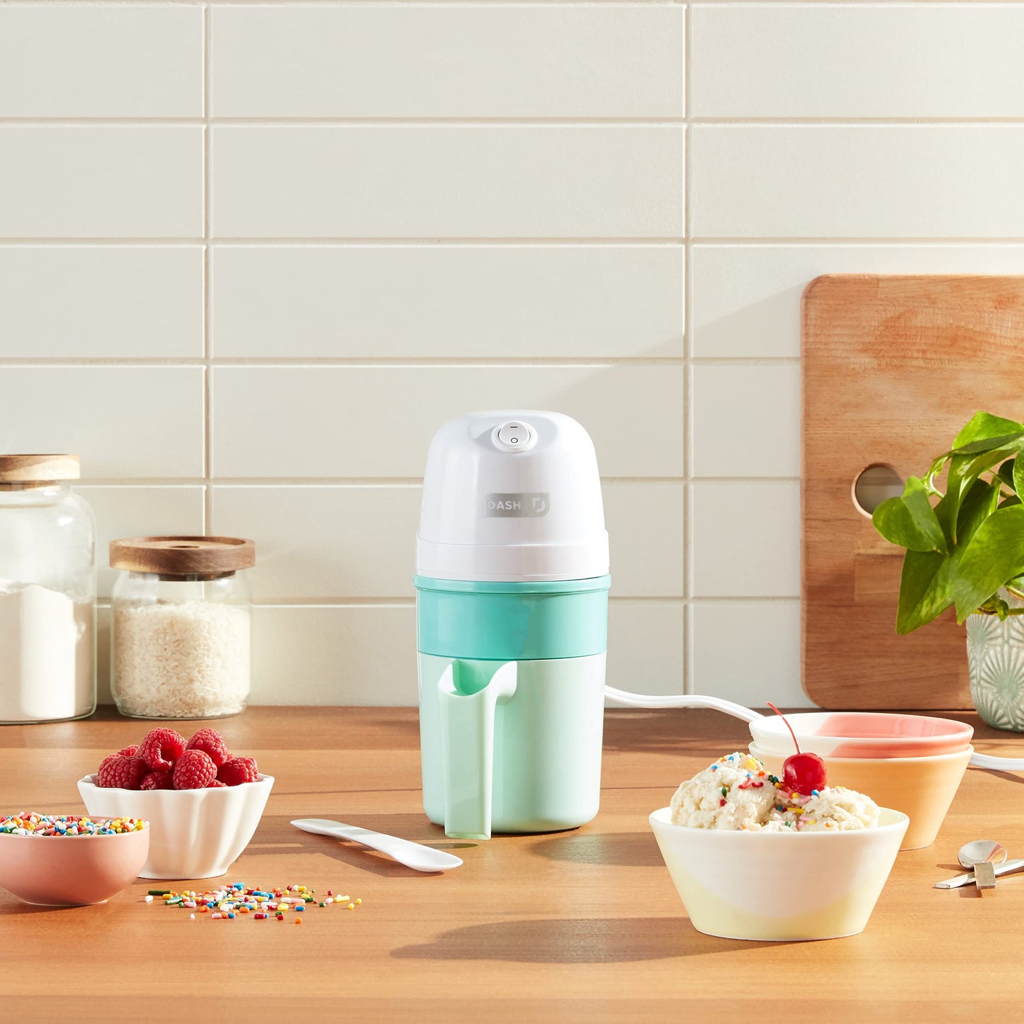 DASH My Pint Ice Cream Maker Machine (Aqua): Multi-Purpose Soft Serve Ice Cream Machine for Homemade Gelato, Sorbet, Frozen Yogurt, Includes Mixing Spoon, Easy to Clean and Store