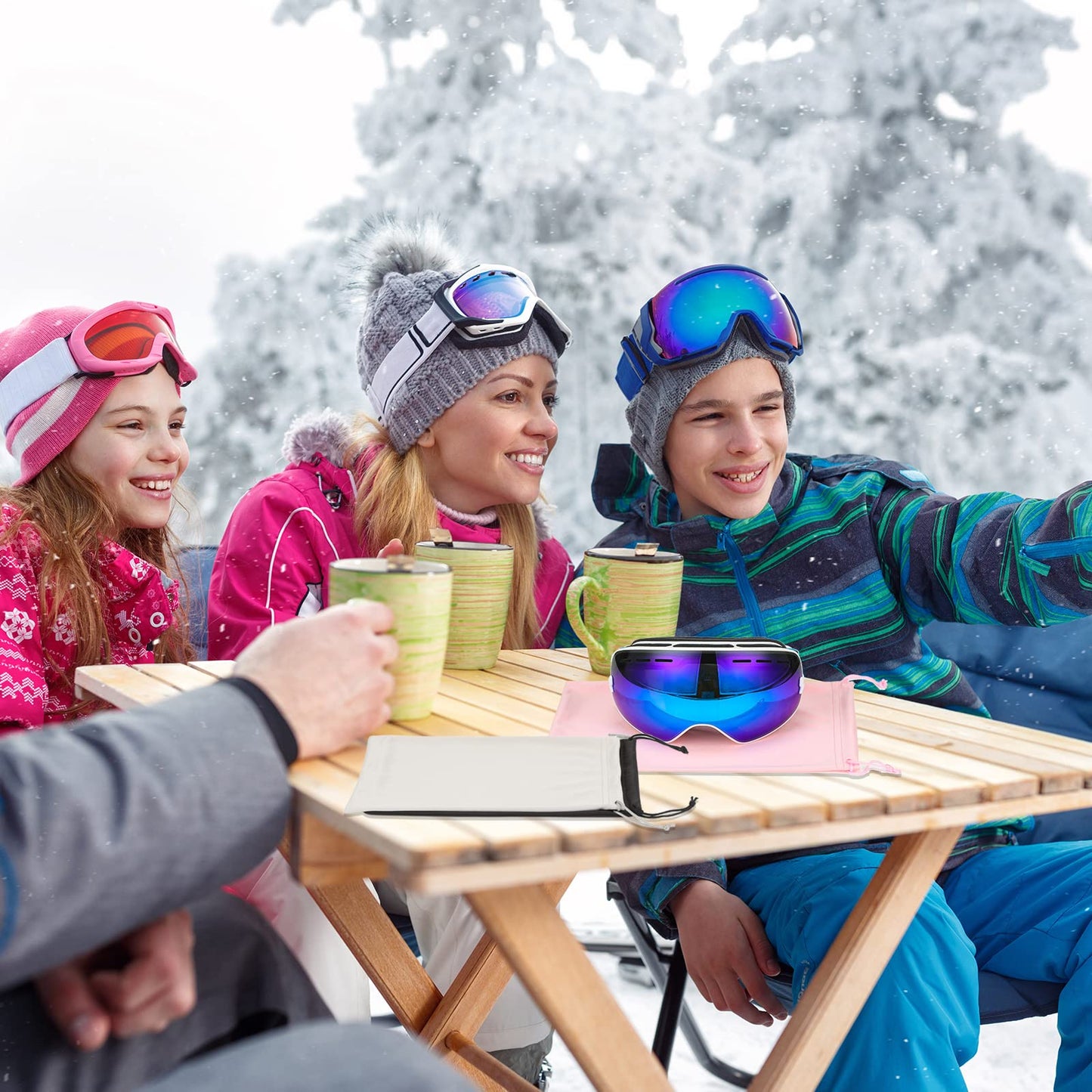 Konohan 6 Pieces Microfiber Ski Goggle Bag Protection Bag for Winter Ski Goggle Storage Soft Drawstring Pouch,10 x 7 Inch