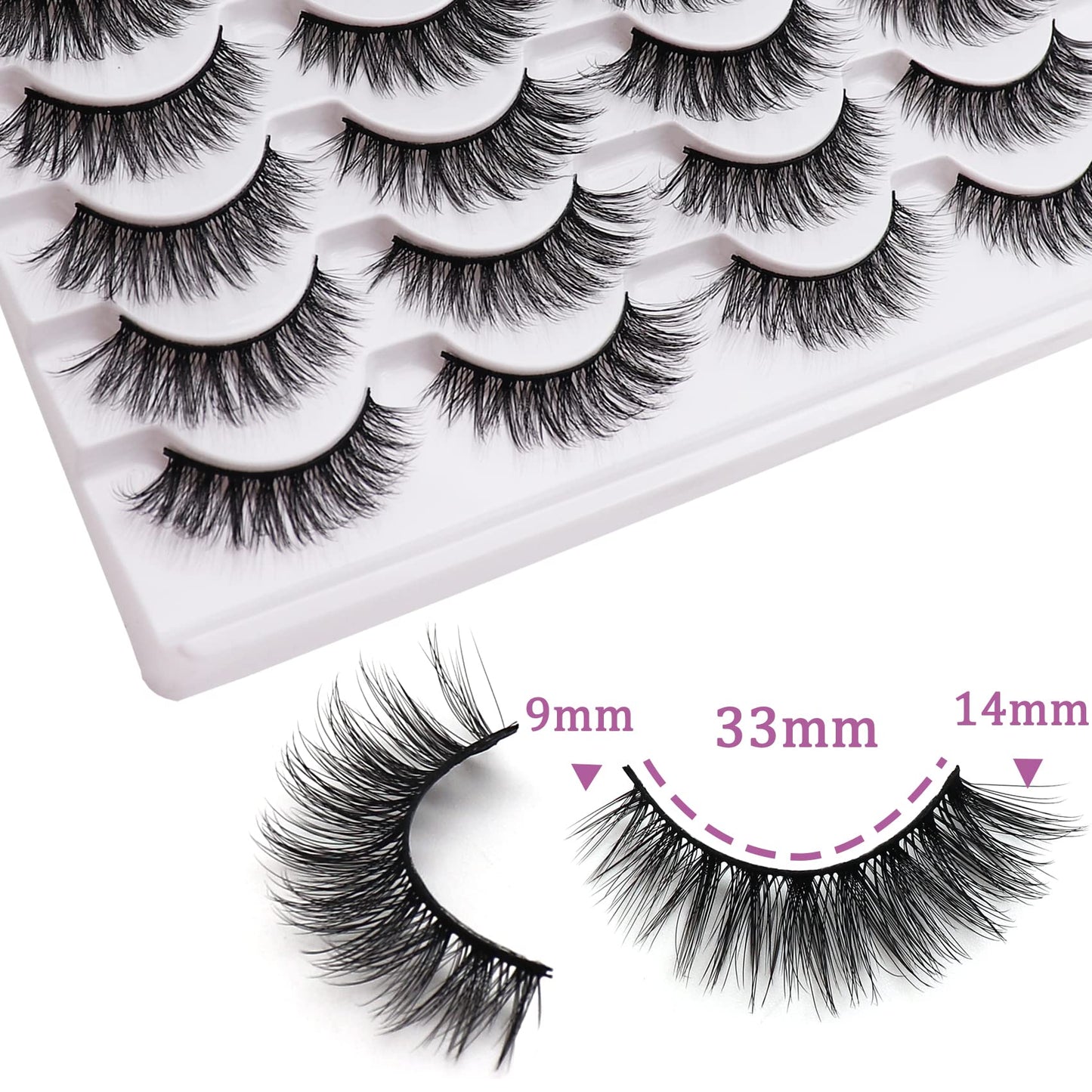 Losha Eyelashes Natural Look Faux Mink Lashes Pack Handmade Wispy False Eyelashes 14 Pairs Cat Eye Lashes (Y52)