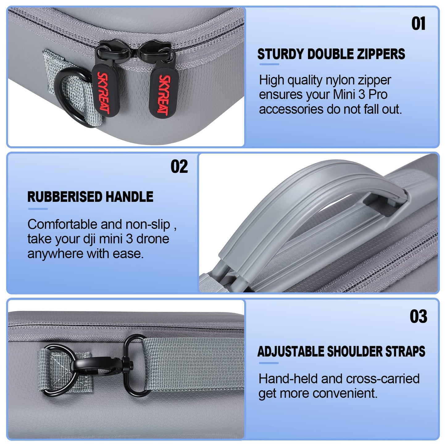 Skyreat Mini 3 Pro Case, PU Leather Hard Carrying Case Compatible with DJI Mini 3 Pro Drone and Accessories