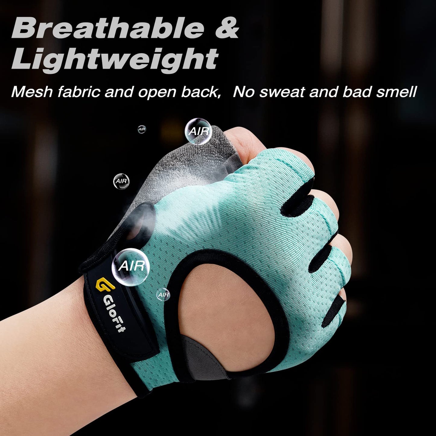 Glofit Workout Gloves for Women Men, Lightweight Weight Lifting Glove Breathable Fingerless Gym Gloves, Exercise, Fitness, Training, Cycling