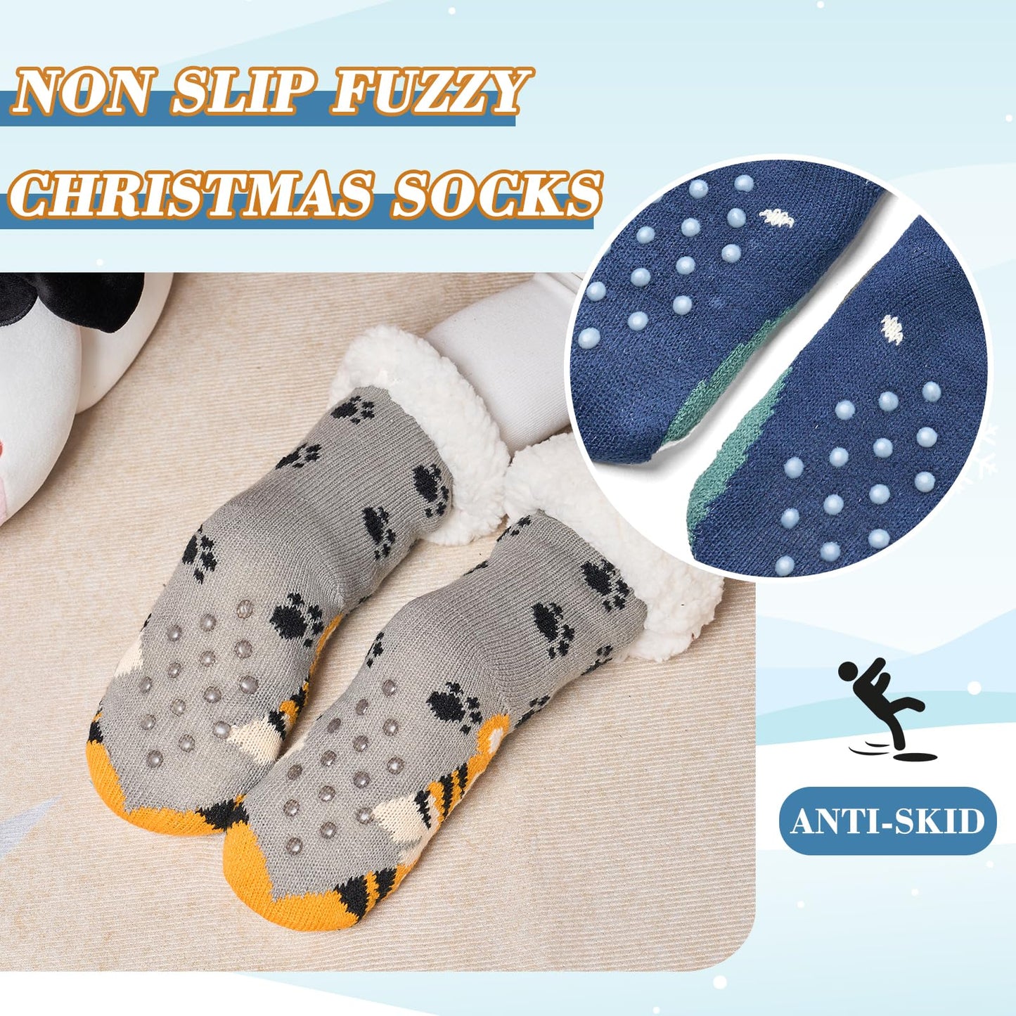 Moon Tree Toddler Boys Fuzzy Socks Winter Warm Socks for Kids Boys Thick Thermal Fleece Lined Fluffy Socks for Home 3 Pack Animals Beast 2-3T