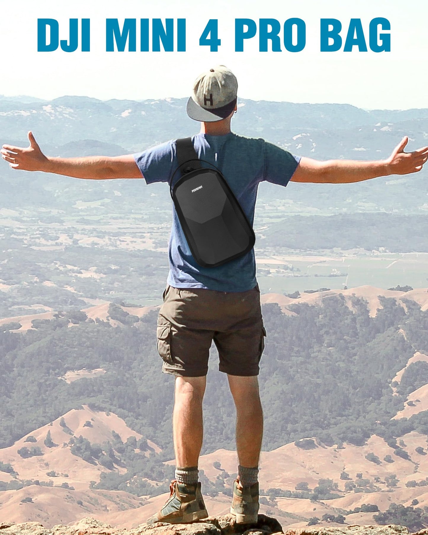 PEKREWS Mini 4 Pro Case, Waterproof Hard Carrying Case, Portable Travel Drone Sling Backpack, Crossbody Bag Compatible with DJI Mini 4 Pro, RC 2/ RC-N2 Controller, Fly More Combo and Accessories