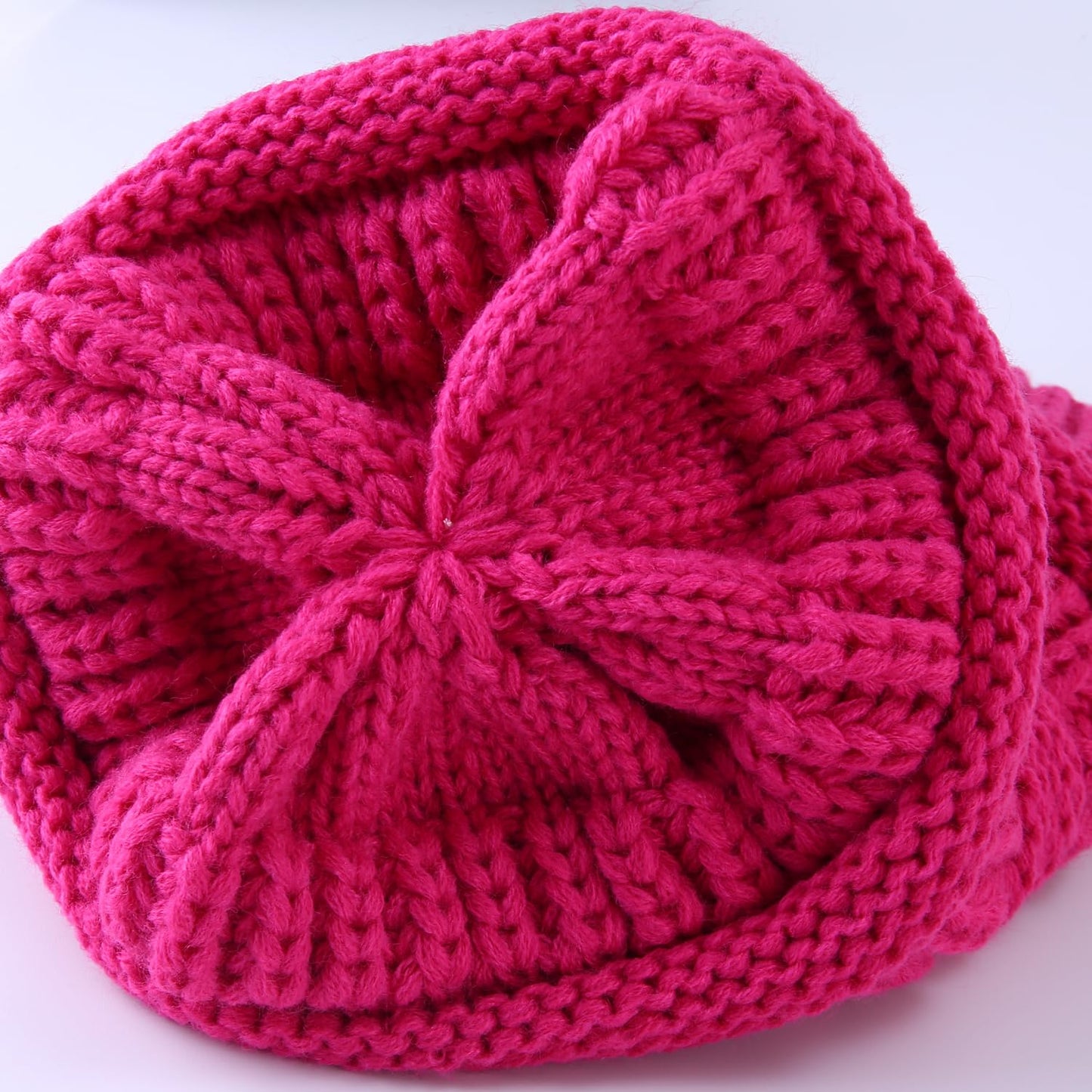 TZ Promise Women's Men's Knitted Beanie Hat Skull Thick Fleece Lined Winter Cap (Hot Pink)