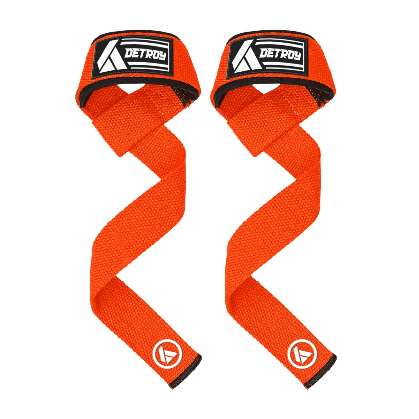 Detroy® Lifting Wrist Straps for Weightlifting, Deadlifts, Bodybuilding, Powerlifting, Gym Strength Training Workouts - Padded Neoprene with 24 inch Webbing Cotton with Silicone Grip for Men & Women (Orange)
