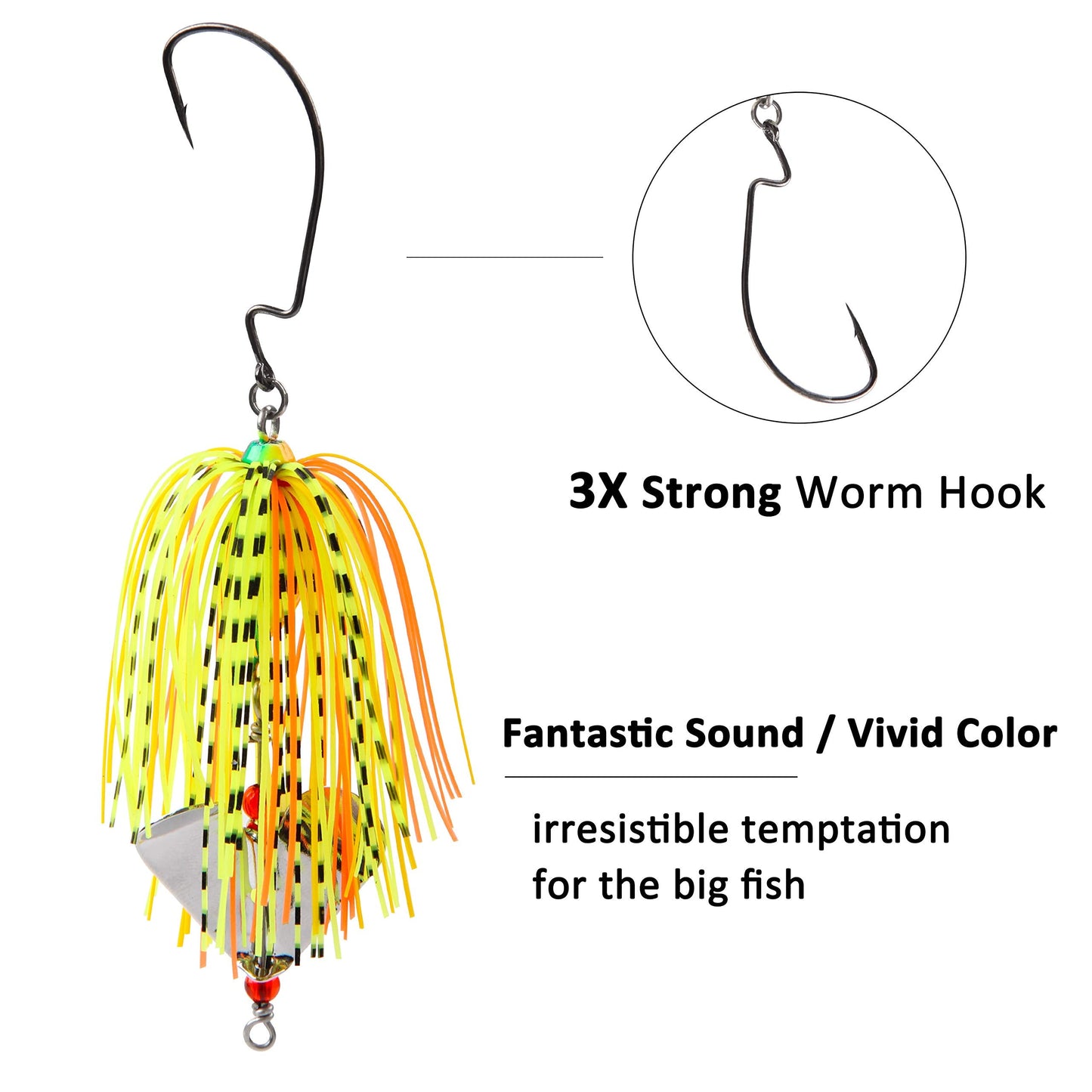 Bass Fishing Spinner Bait Lures, Multicolor Buzzbait Metal Jig Fishing Lure Kit Swimbaits for Bass Pike Trout Freshwater Saltwater Fishing (6pcs)