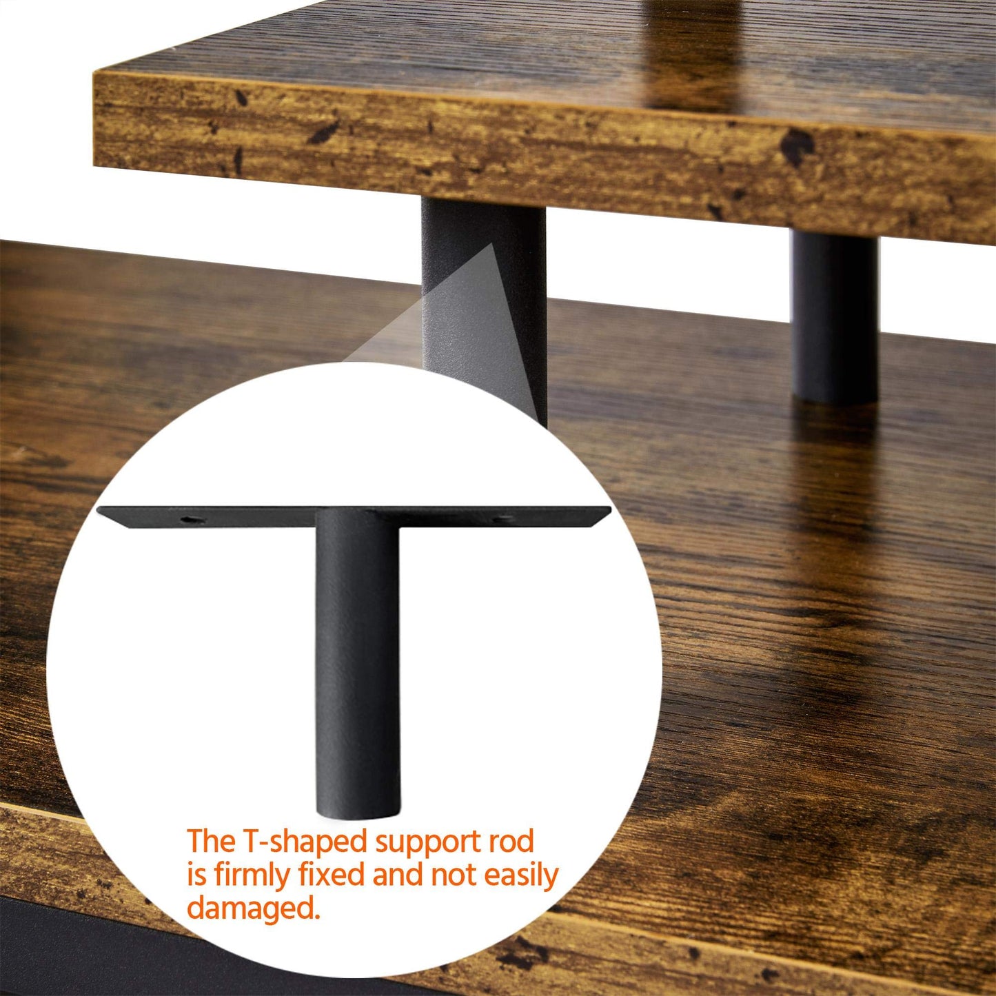 Yaheetech Industrial TV Stand for TVs up to 50 inch, Media Console Table with Storage Shelves for Living Room, Home Entertainment Center for Small Space, 42 x 16 x 16 inches, Rustic Brown