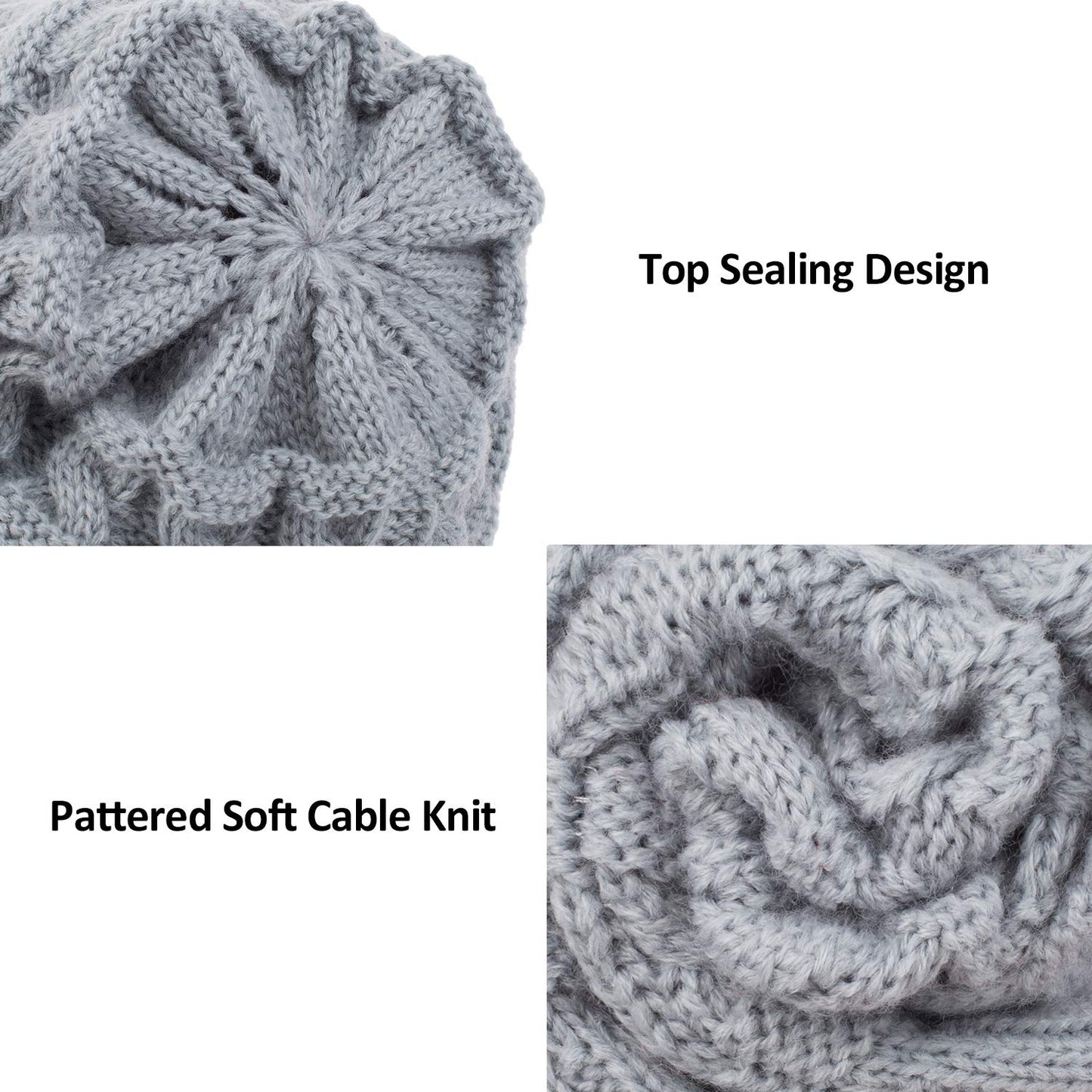 ViGrace Kids Winter Knit Hat Warm Fleece Lined Hats Children Cable Baby Beanie Skull Cap for Girls Boys