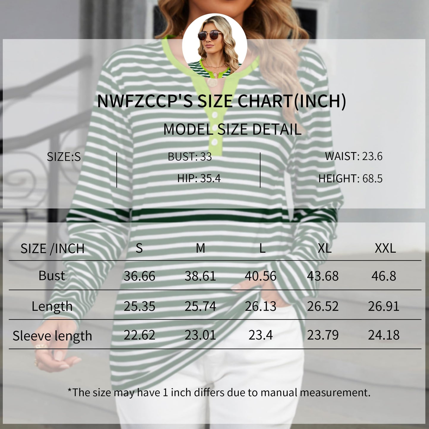 NWFZCCP Womens Striped Crewneck Sweatshirts, Color Block Hoodie Tops Plain Sweatshirt 2025 Spring(Green,L)