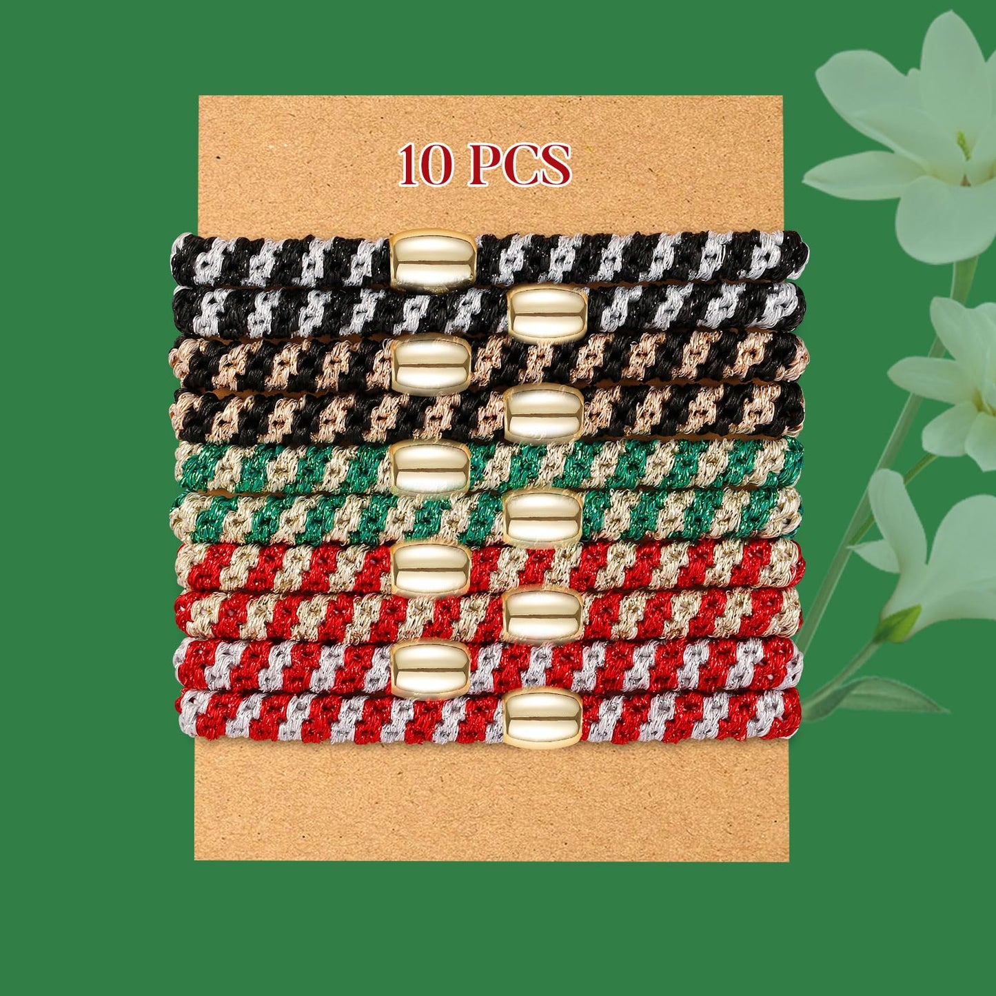 FORENEE Hair Ties No Damage - 10PCS Ponytail Holders - Elastic Hair Ties for Thick Hair - Braided Hair Bands for Women Girls's Hair - Christmas Limited