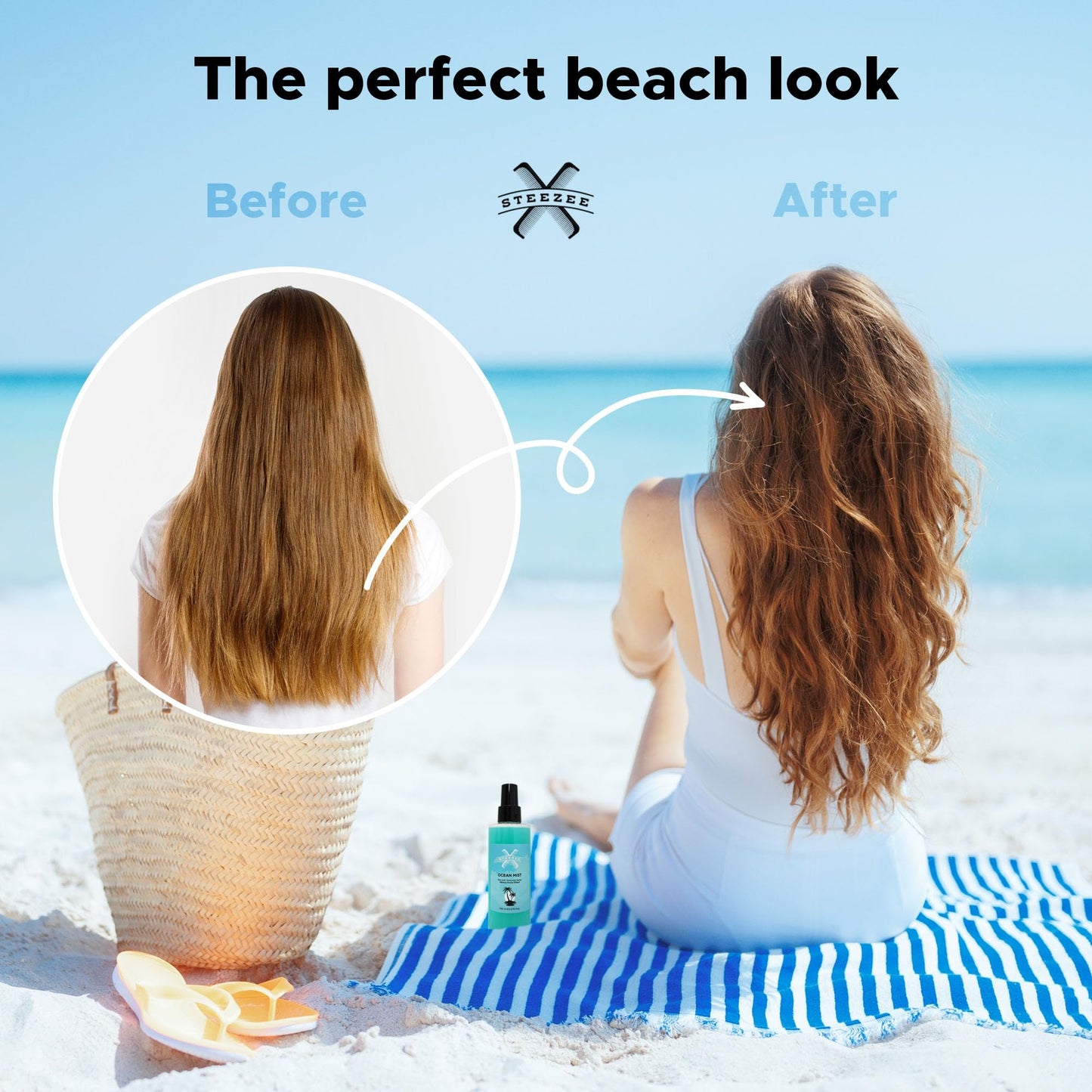 Steezee Ocean Mist Natural Sea Salt Spray for Hair Men & Women, Natural Beach Waves, Volumizing Hair Texturizer, Lightweight, 6.76 oz