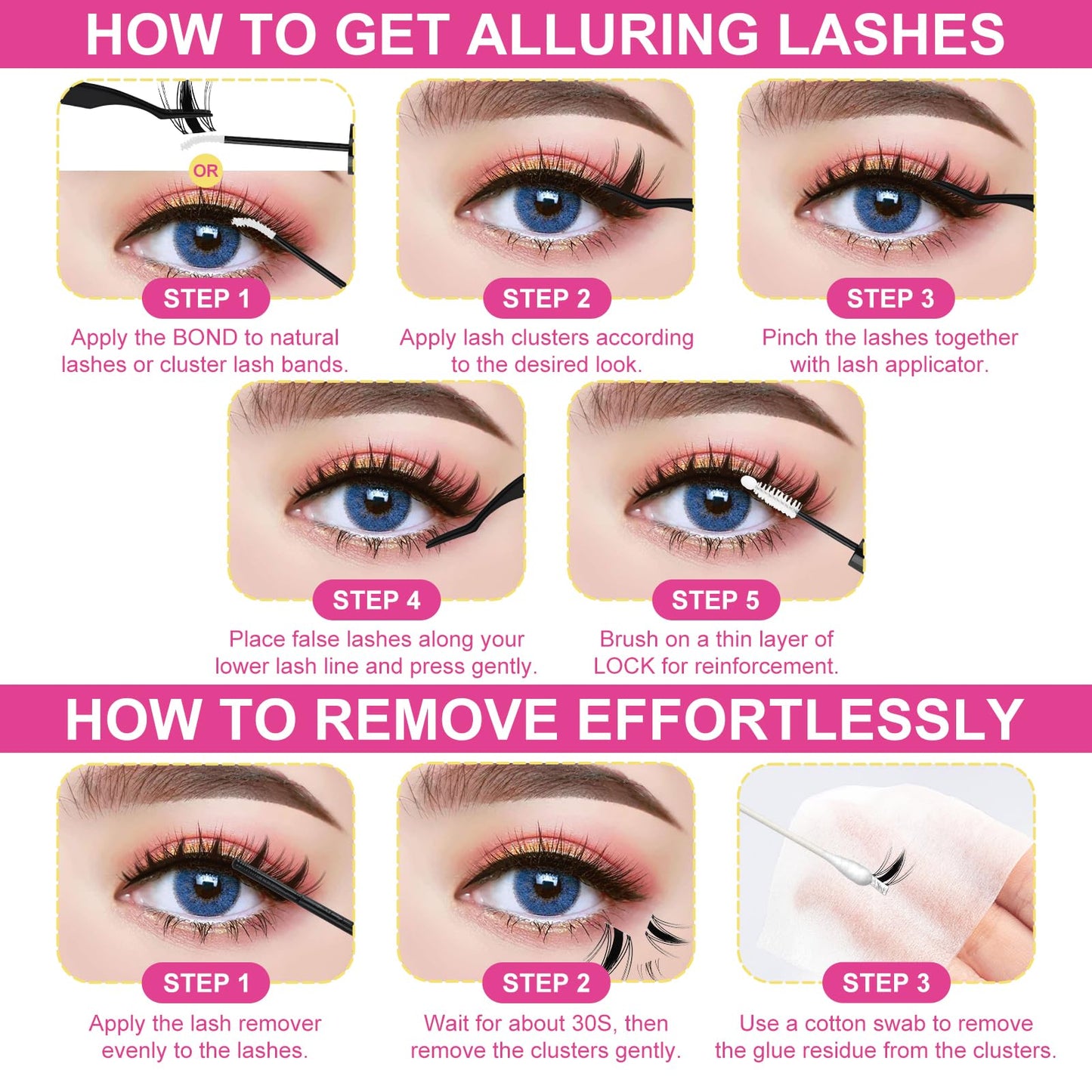 Fowendia Manga Lash Clusters Kit 8-18mm Fairy Eyelash Clusters DIY Lash Extension Kit Waterproof Anime Lashes Ultra-Thin Invisible Band 0.3mm Individual Cluster Eyelash Extensions, Wanna Be-Kit