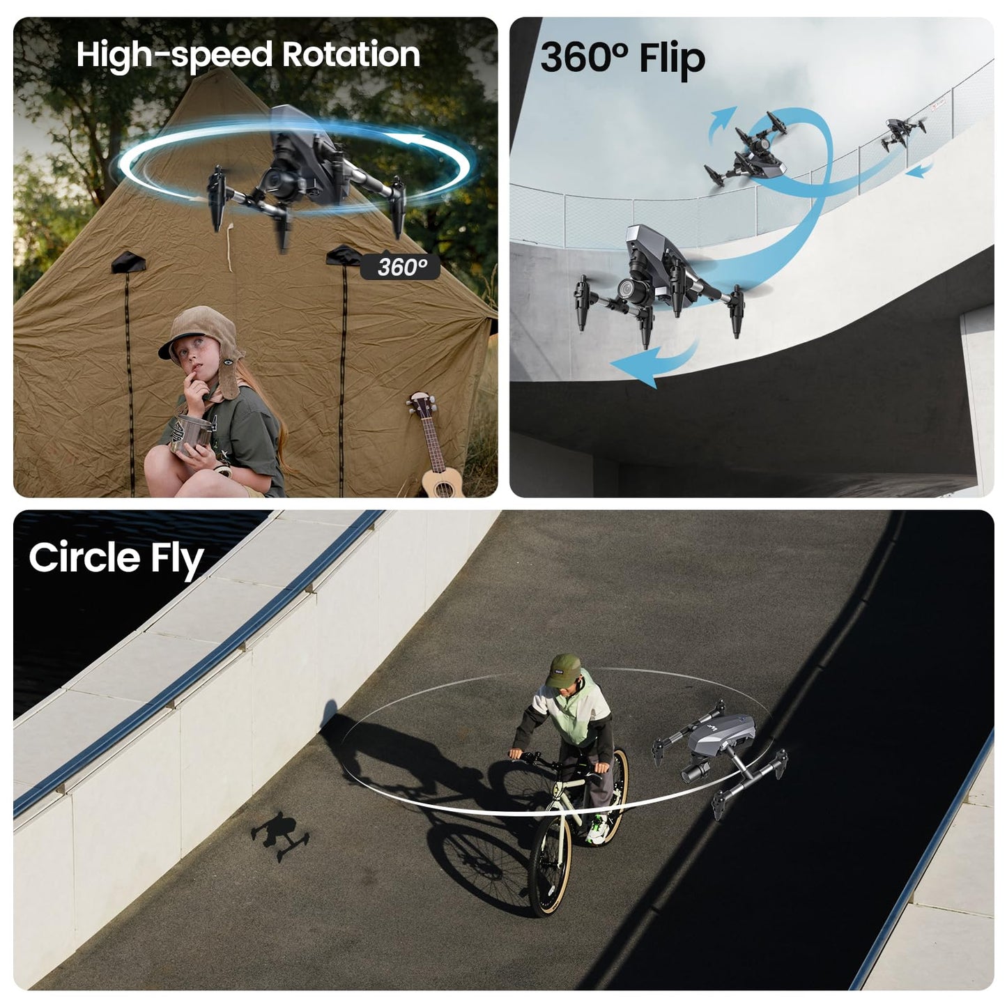 Drone with Camera for Kids 1080P, WeFone WF10 Mini FPV Drones Remote Control Quadcopter for Beginners Adults with 3 Batteries, Optical Flow Positioning, 3D Flip, One Key Start, Toys Gifts for Boys