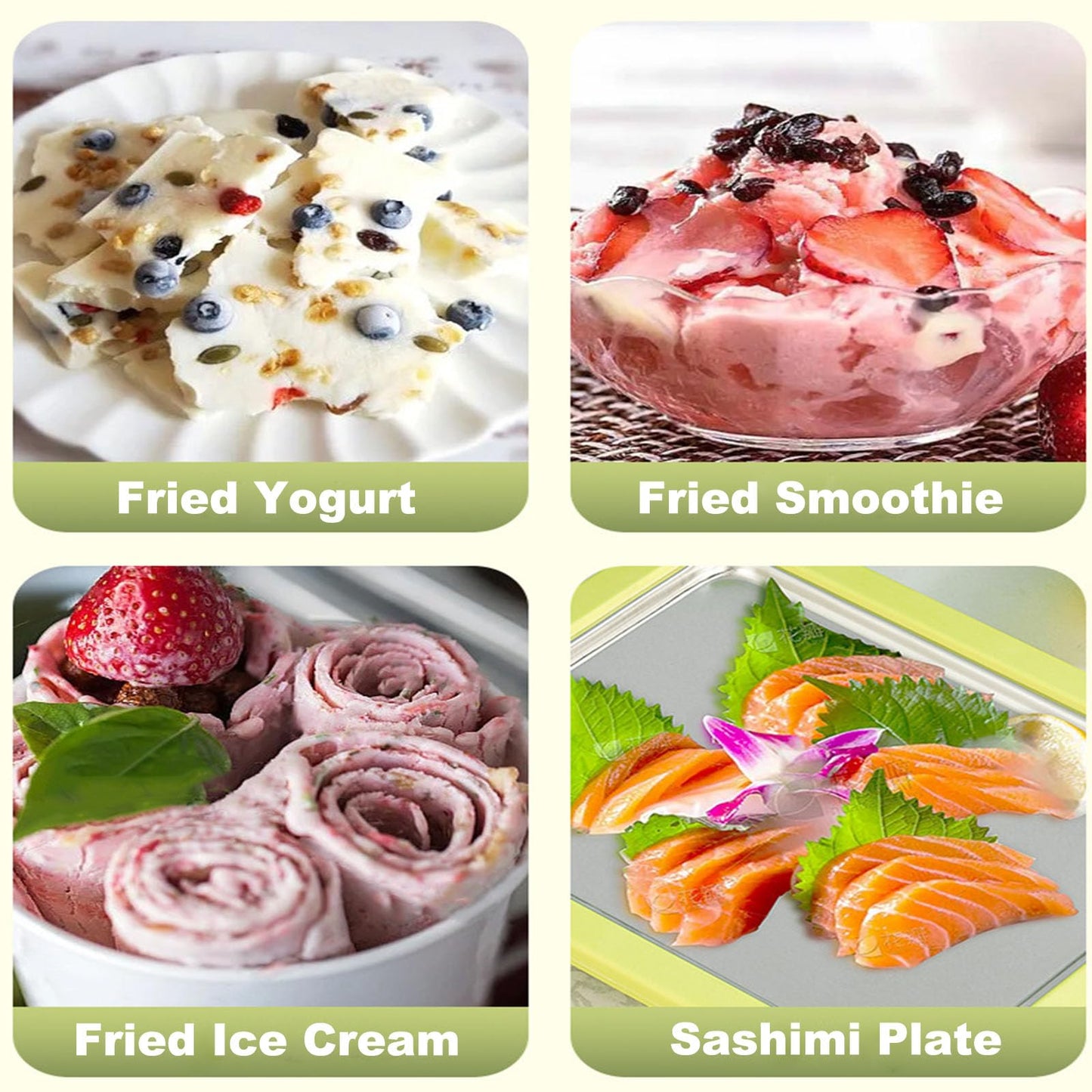 Ice Maker,Ice Cream Makers,Yogurt Countertop Machine,Stainless Steel Homemade DIY Instant Freeze Dried Cream Roll Pot with 2 Scrapers,Frozen Fruit Chocolate Strawberries Yogurt Machines