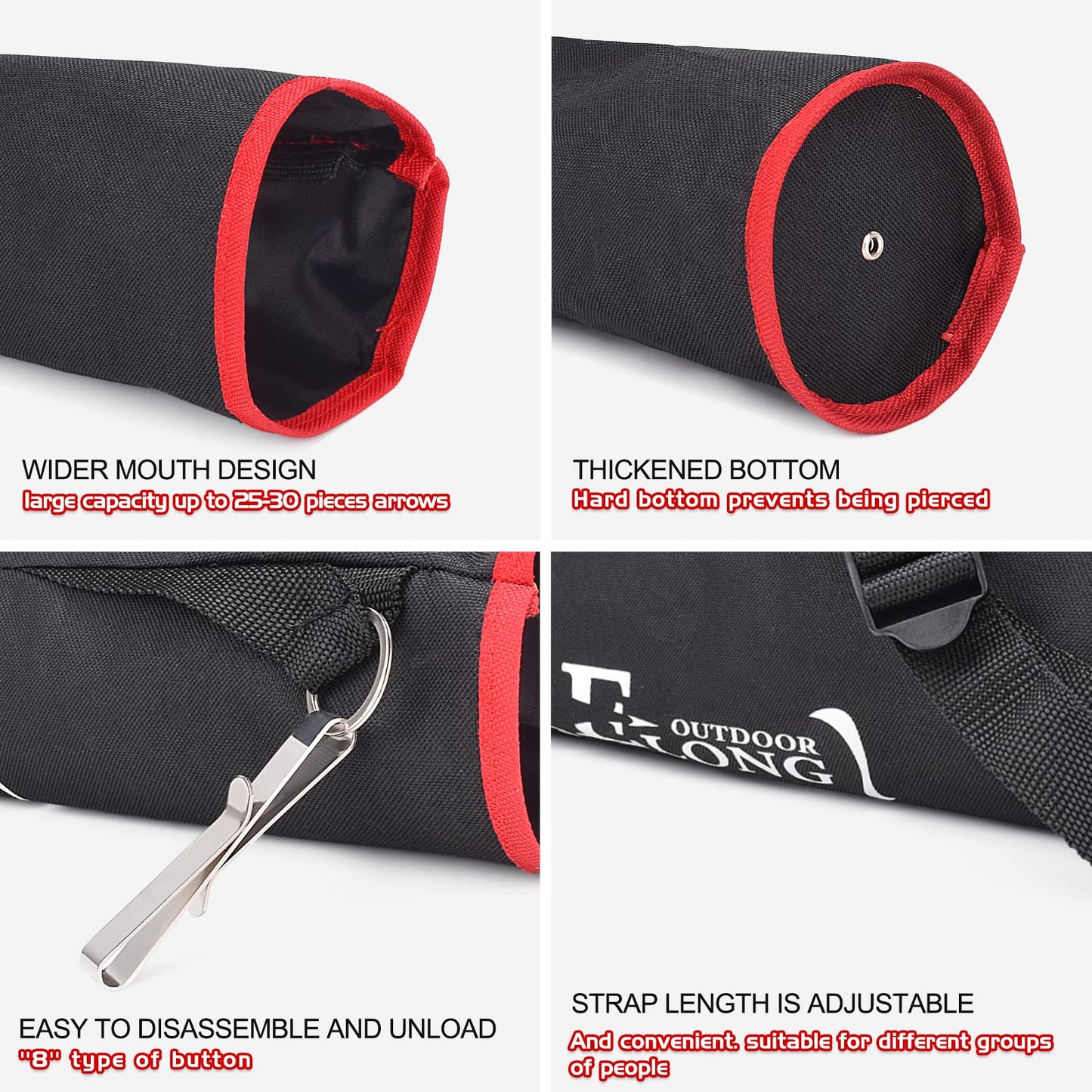 ELONG Adjustable Archery Back Arrow Quiver Holder - Upgraded Quiver Arrows for Compound Recurve Bow and Hunting Target Practicing Youth and Adults